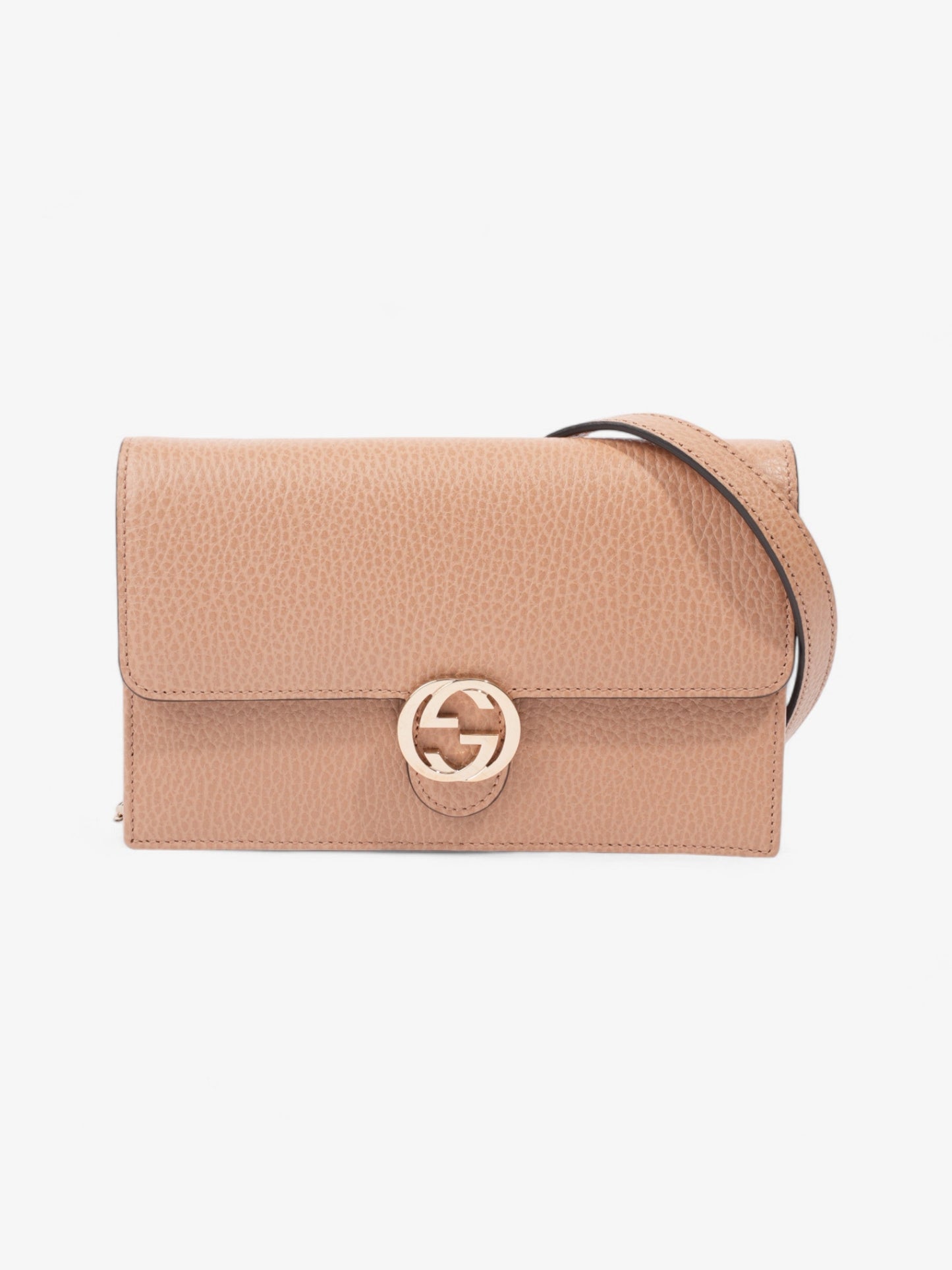 Gucci Interlocking G Chain Wallet Warm Taupe Leather