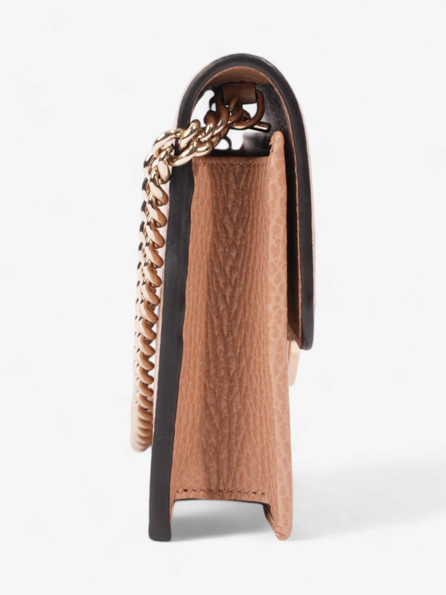 Gucci Interlocking G Chain Wallet Warm Taupe Leather