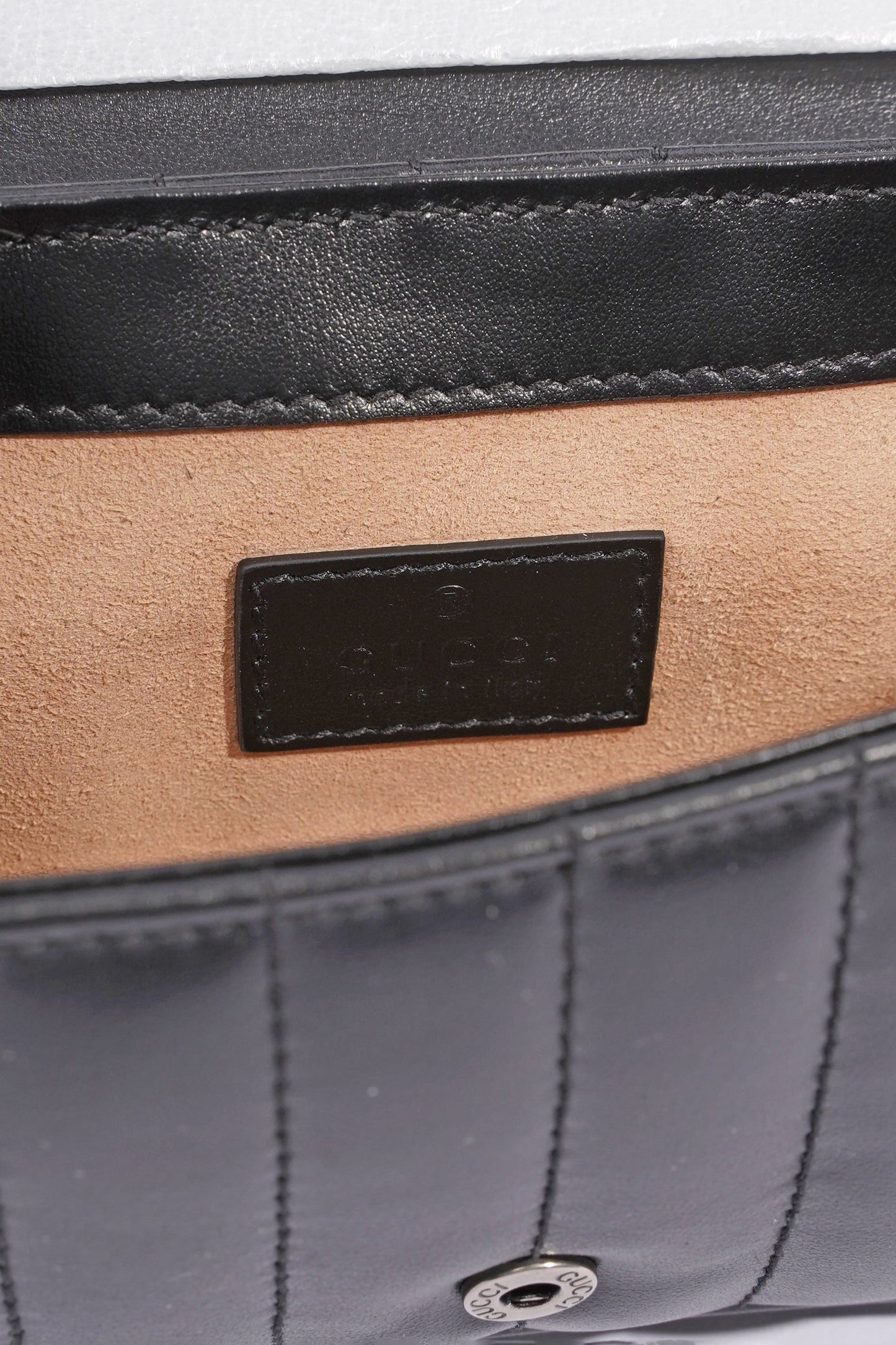 Gucci Marmont Flap Black Matelasse Leather Super Mini