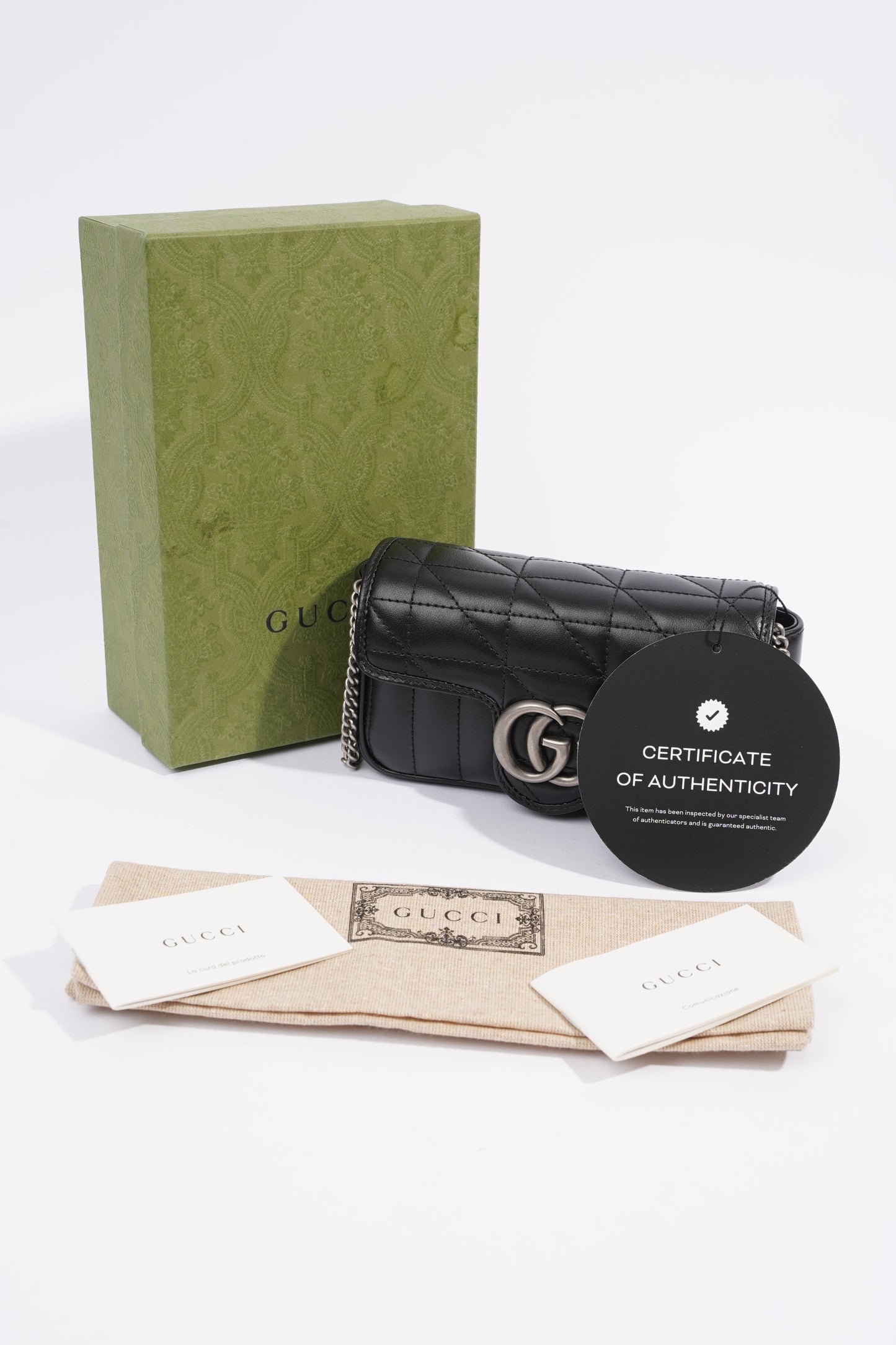 Gucci Marmont Flap Black Matelasse Leather Super Mini