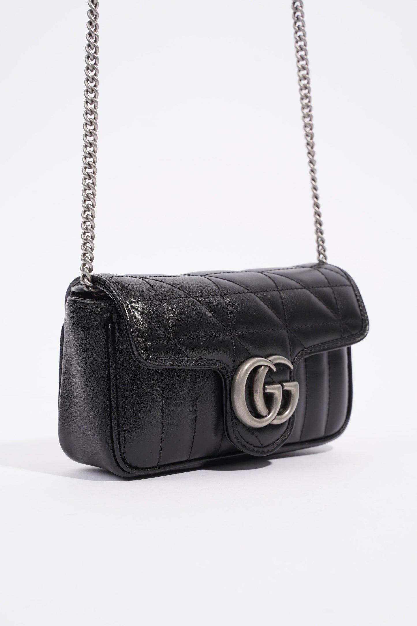 Gucci Marmont Flap Black Matelasse Leather Super Mini