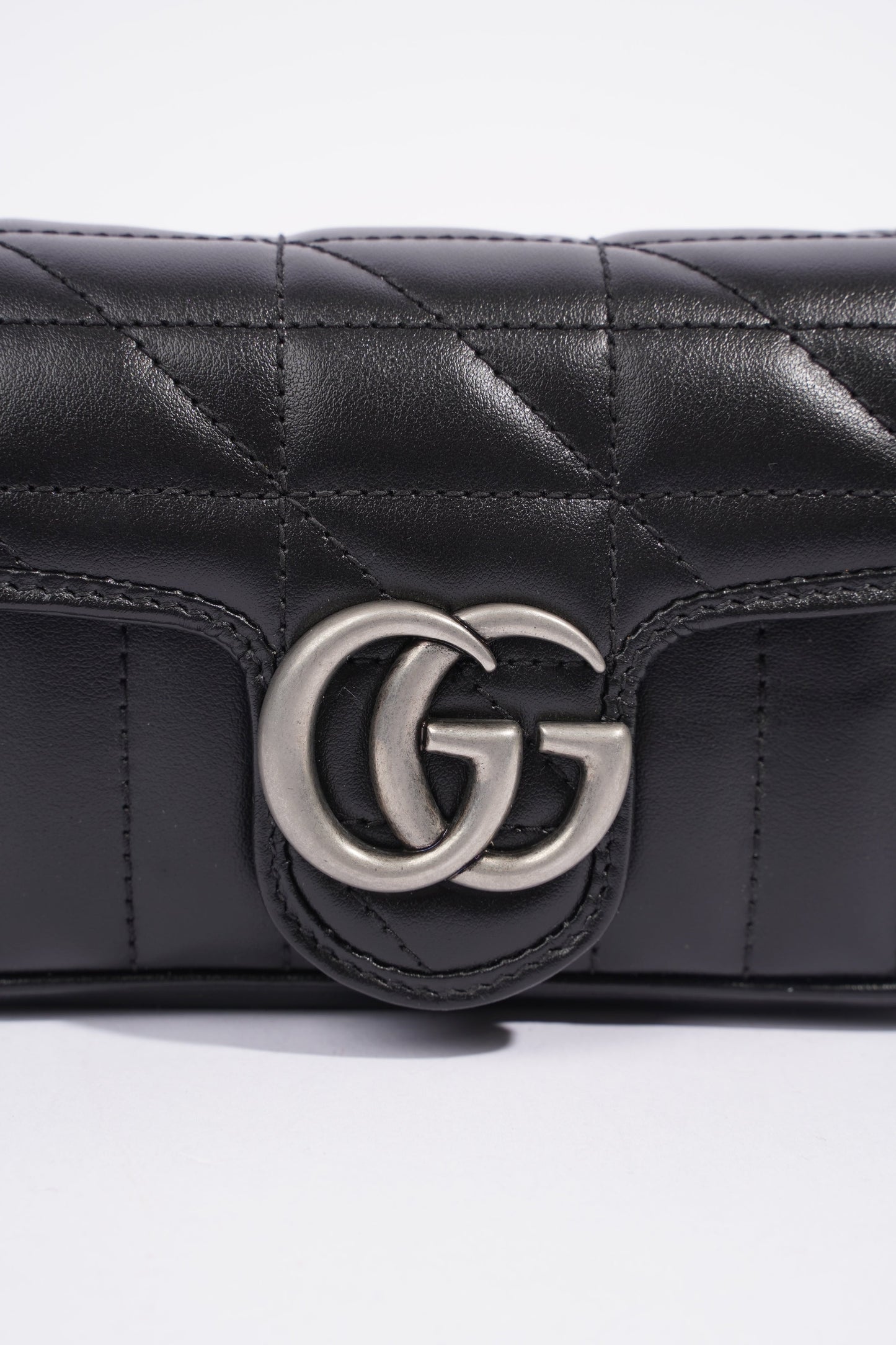 Gucci Marmont Flap Black Matelasse Leather Super Mini