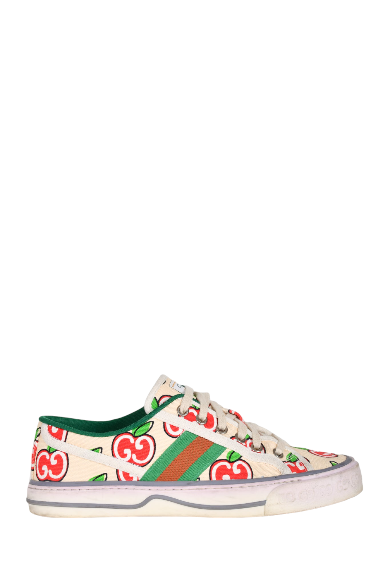 Gucci Cream/Red Apple Printed 1977 Sneakers Size 7