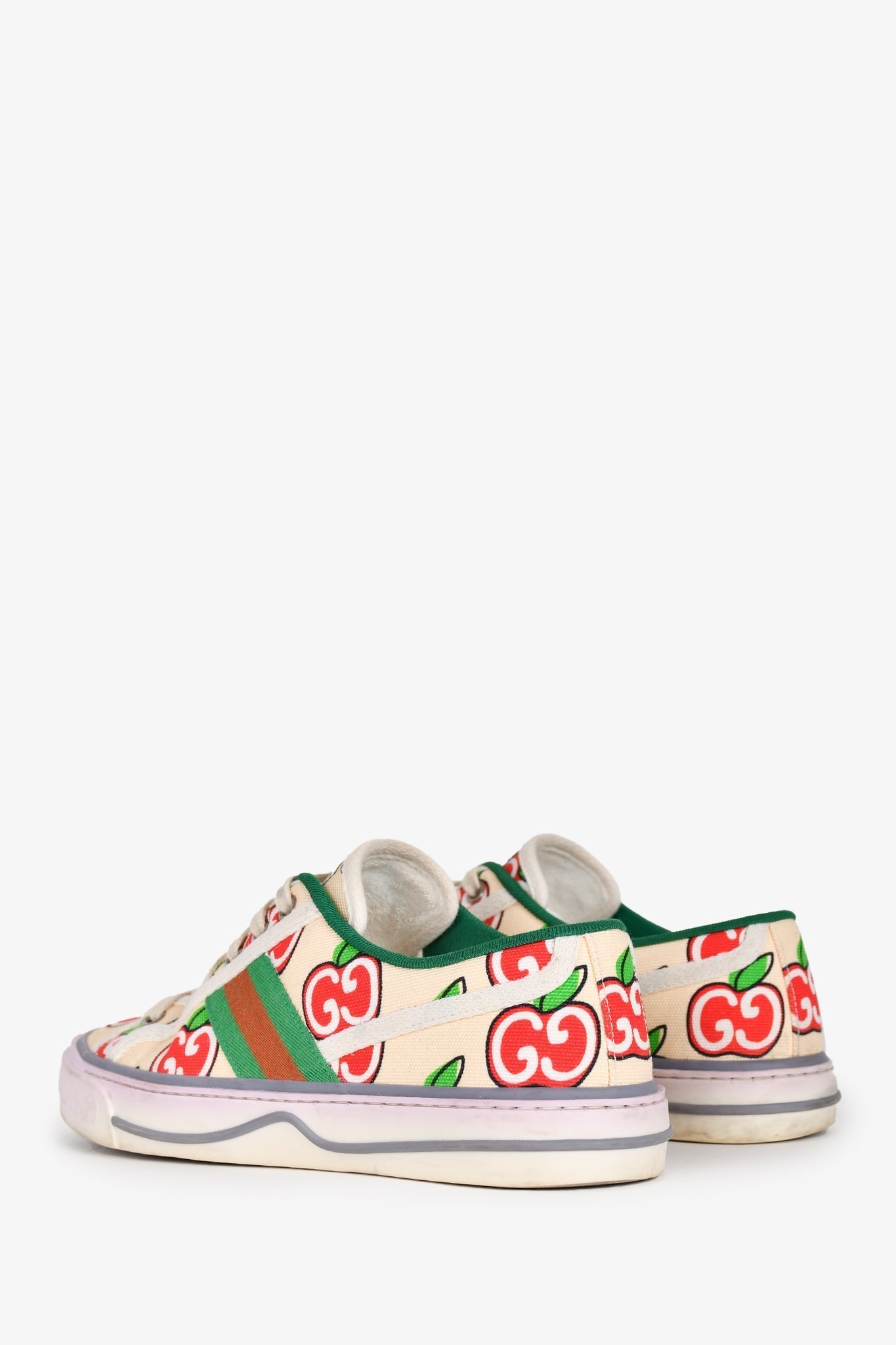 Gucci Cream/Red Apple Printed 1977 Sneakers Size 7
