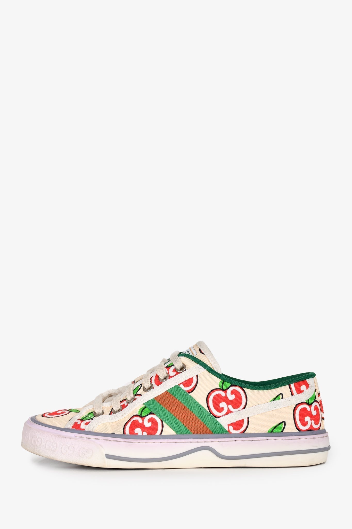 Gucci Cream/Red Apple Printed 1977 Sneakers Size 7