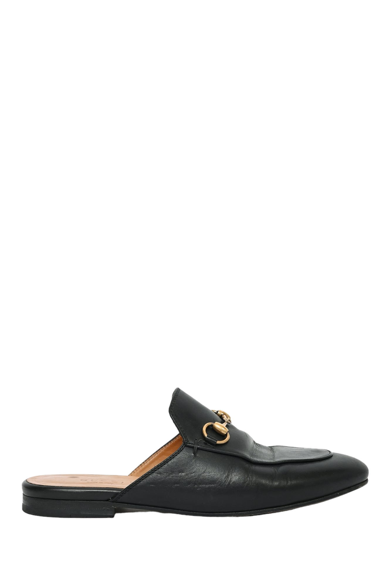 Gucci Black Leather Horsebit Princeton Slides Size 35.5