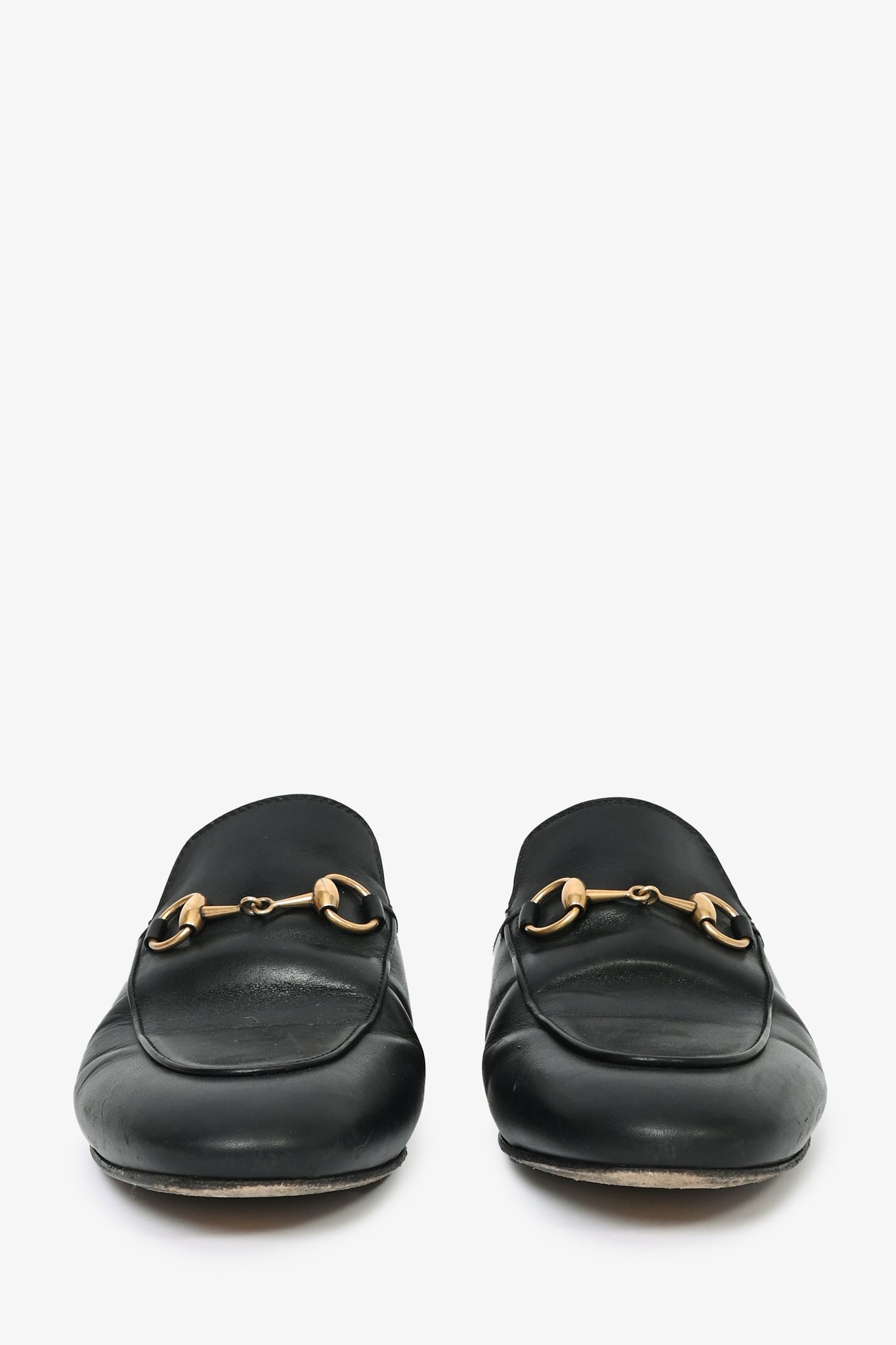 Gucci Black Leather Horsebit Princeton Slides Size 35.5