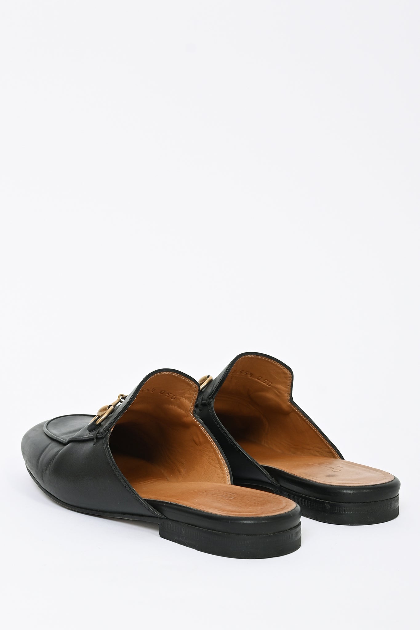 Gucci Black Leather Horsebit Princeton Slides Size 35.5