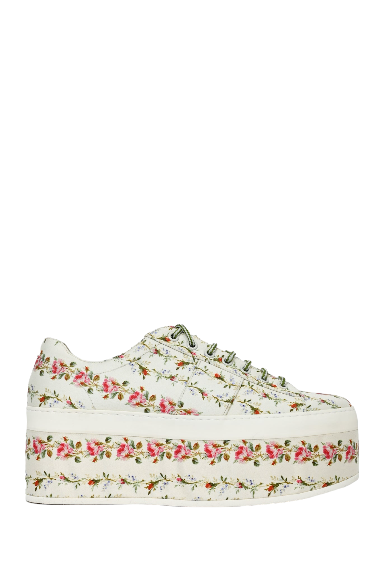 Gucci Cream Floral Canvas Platform Sneakers Size 40