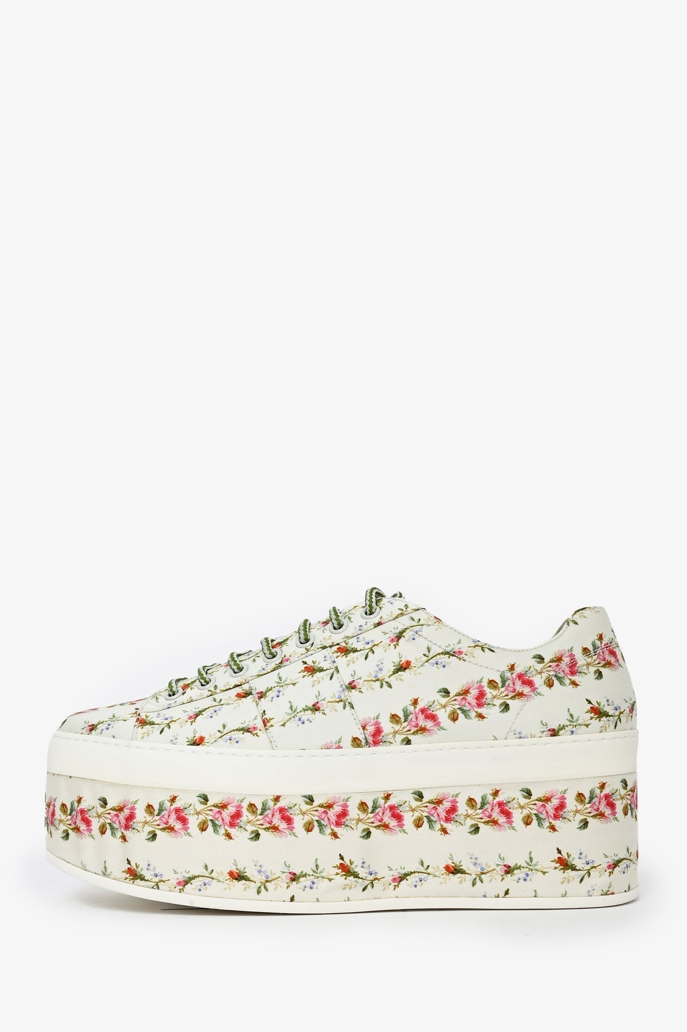 Gucci Cream Floral Canvas Platform Sneakers Size 40