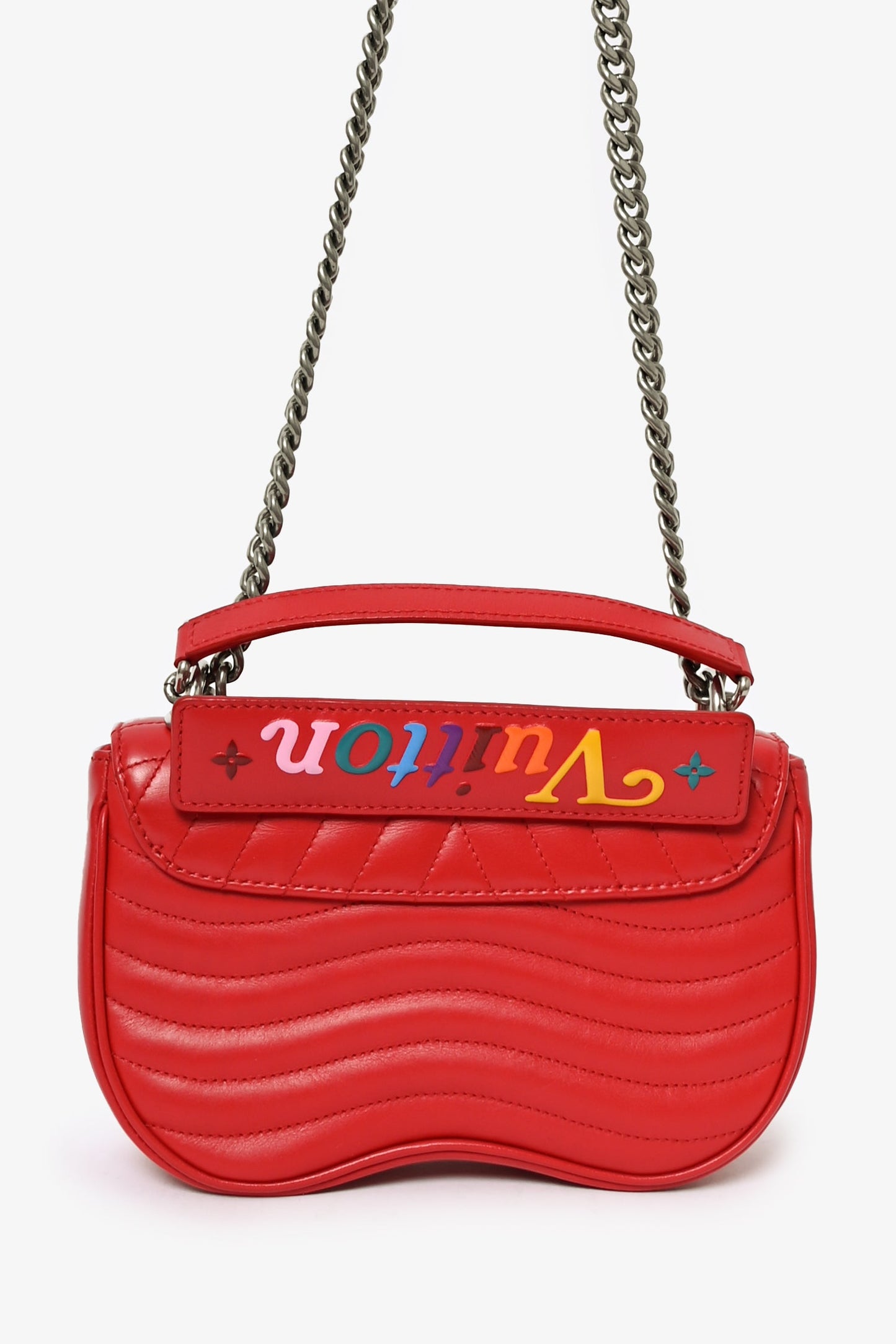 Louis Vuitton 2019 Red Ecarlate Leather New Wave MM Chain Bag