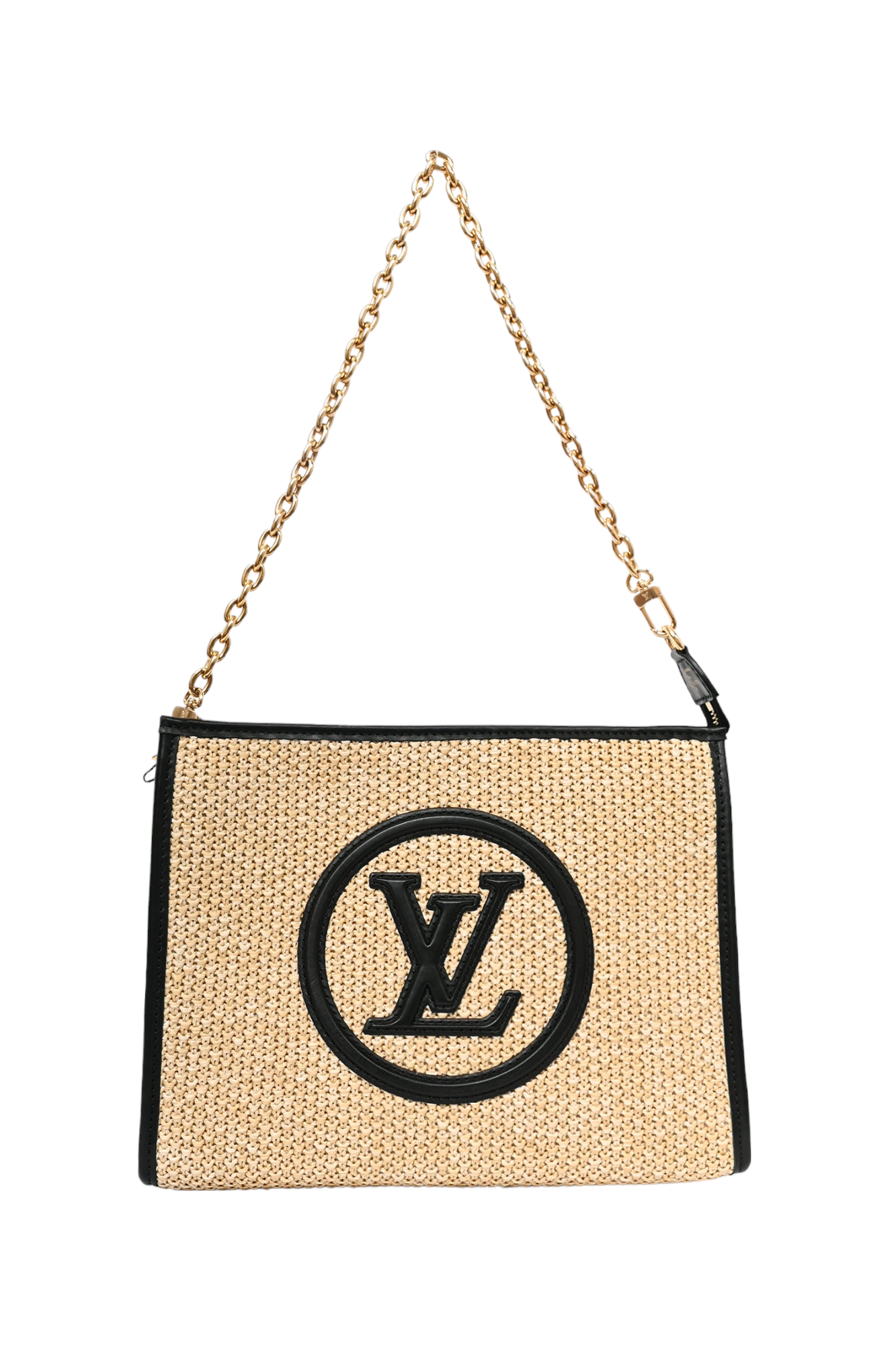 Louis Vuitton Beige/Black Raffia/Leather Toiletry Pouch on Chain