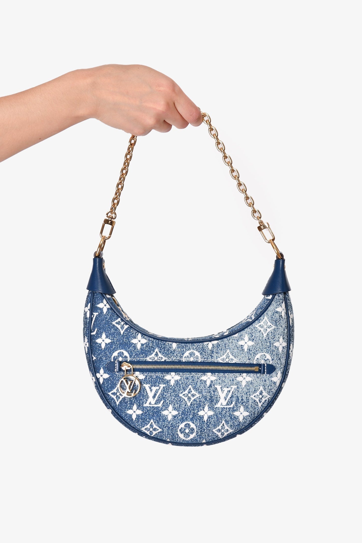 Louis Vuitton Blue Denim Jacquard Loop Shoulder Bag with Strap