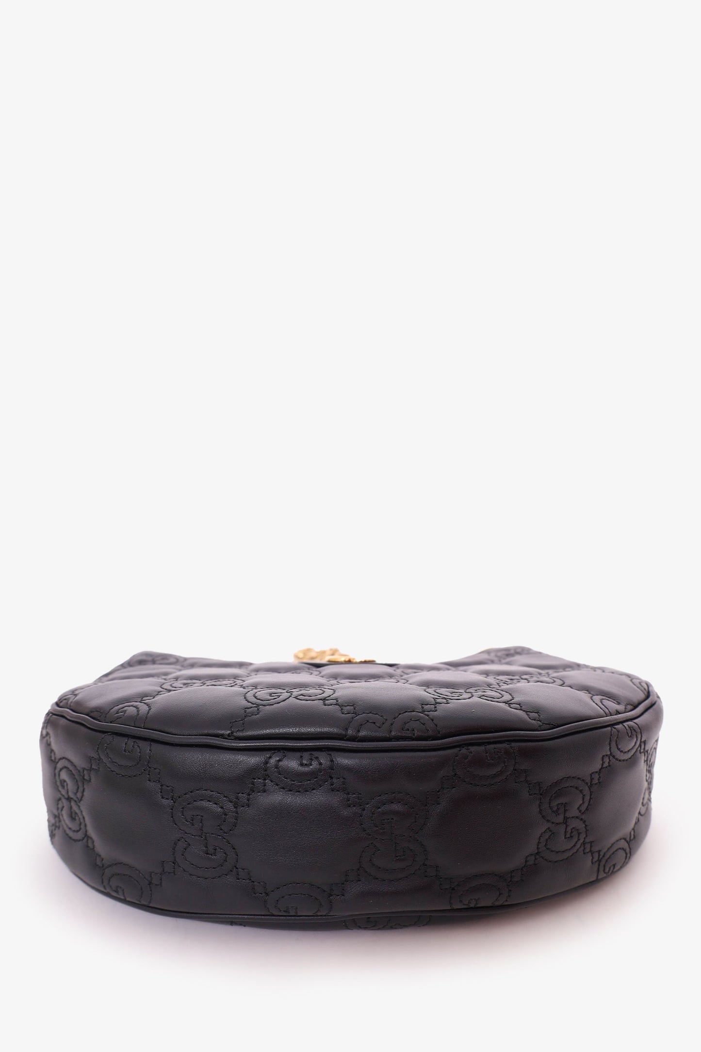 Gucci Black Leather GG Matelassé Small Bag with Strap