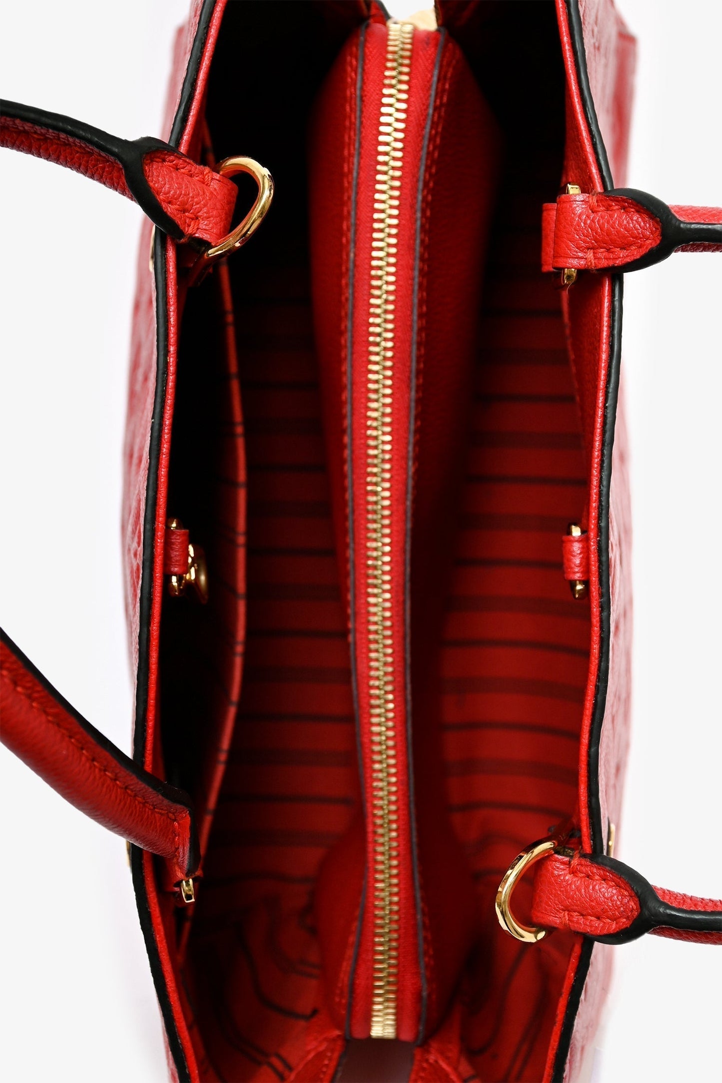 Louis Vuitton 2014 Red Empreinte Leather Montaigne BB with Strap