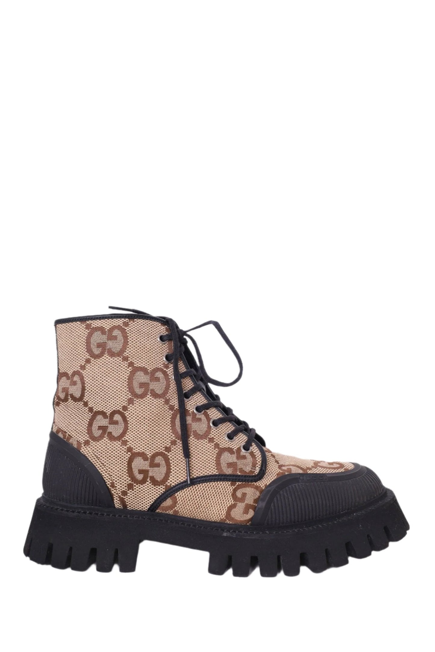 Gucci Black/Beige Jumbo GG Canvas Ankle Boots Size 9 Mens