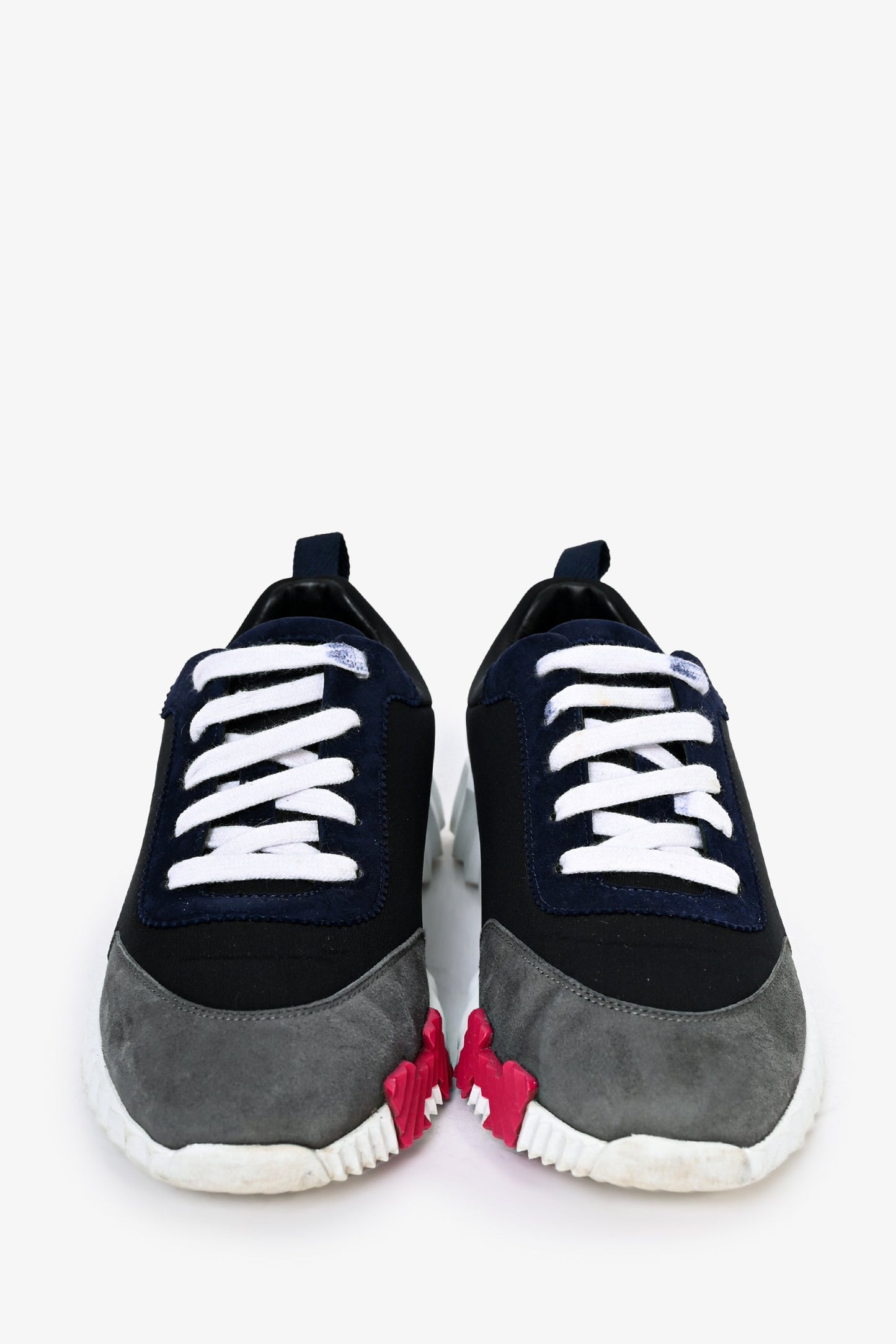 Hermes Black/Grey/Magenta 'Bouncing' H Sneakers Size 37.5