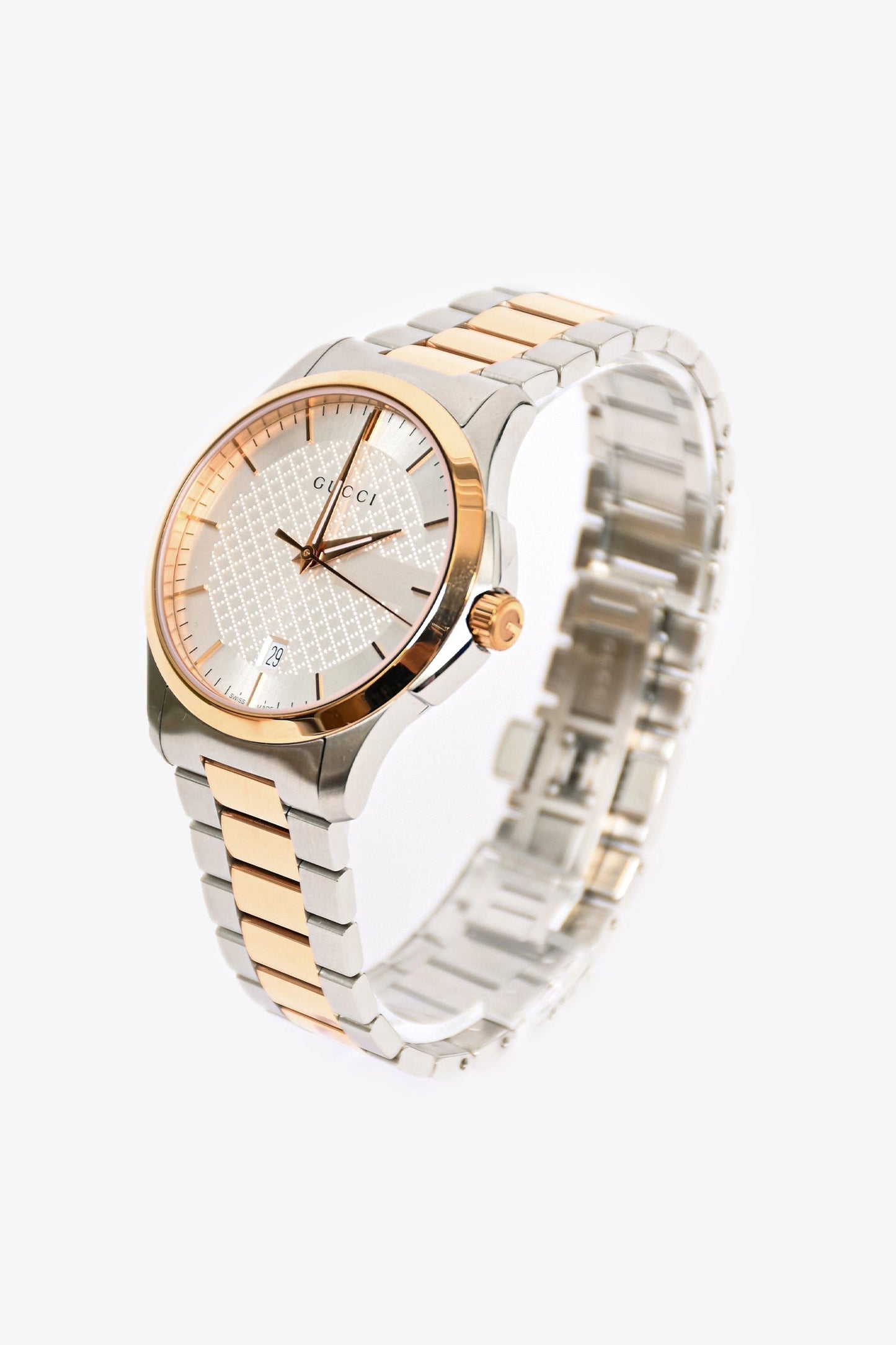 Gucci Silver/Rose Gold Tone G-Timeless Watch 40mm
