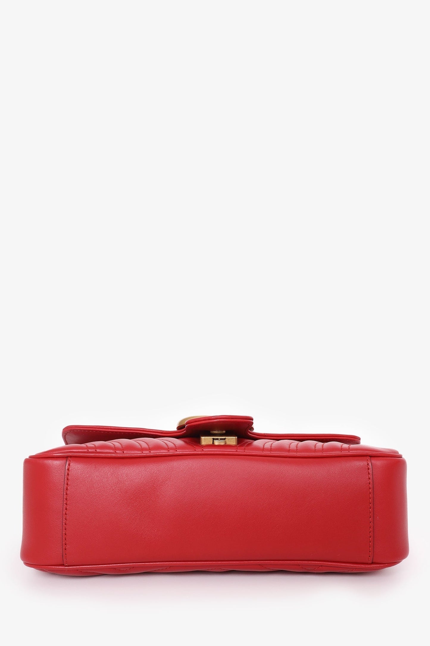 Gucci Red Leather Small GG Marmont Shoulder Bag