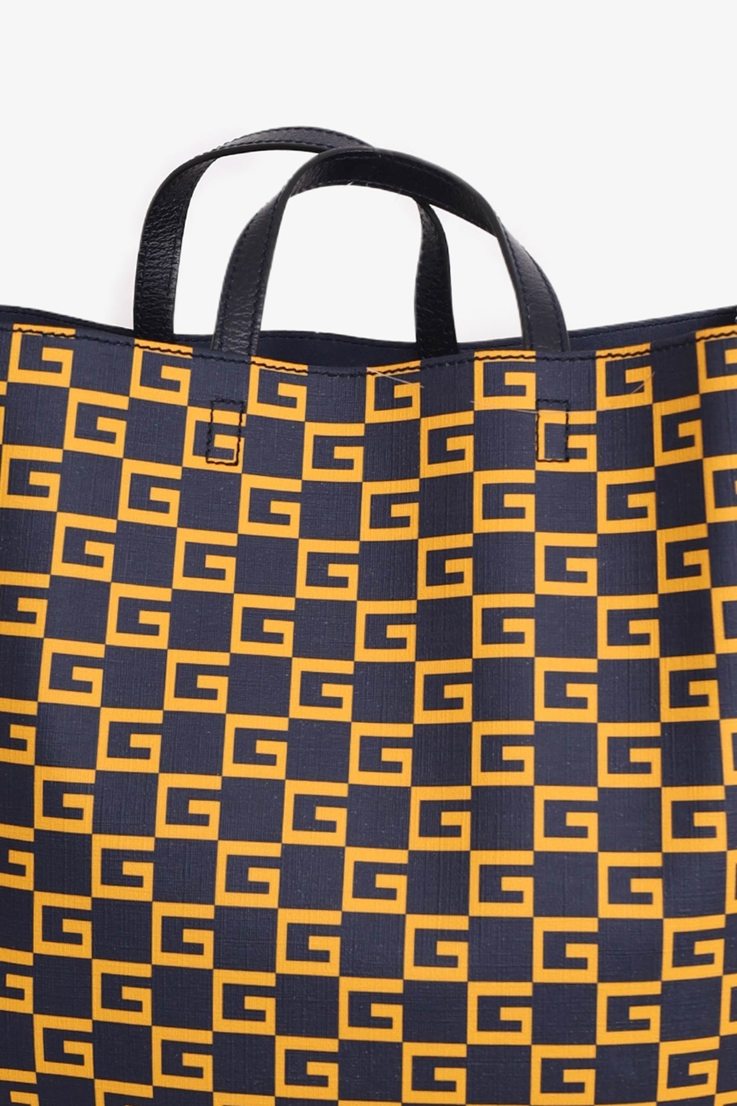 Gucci Navy/Orange Coated Canvas Square G Vertical Tote