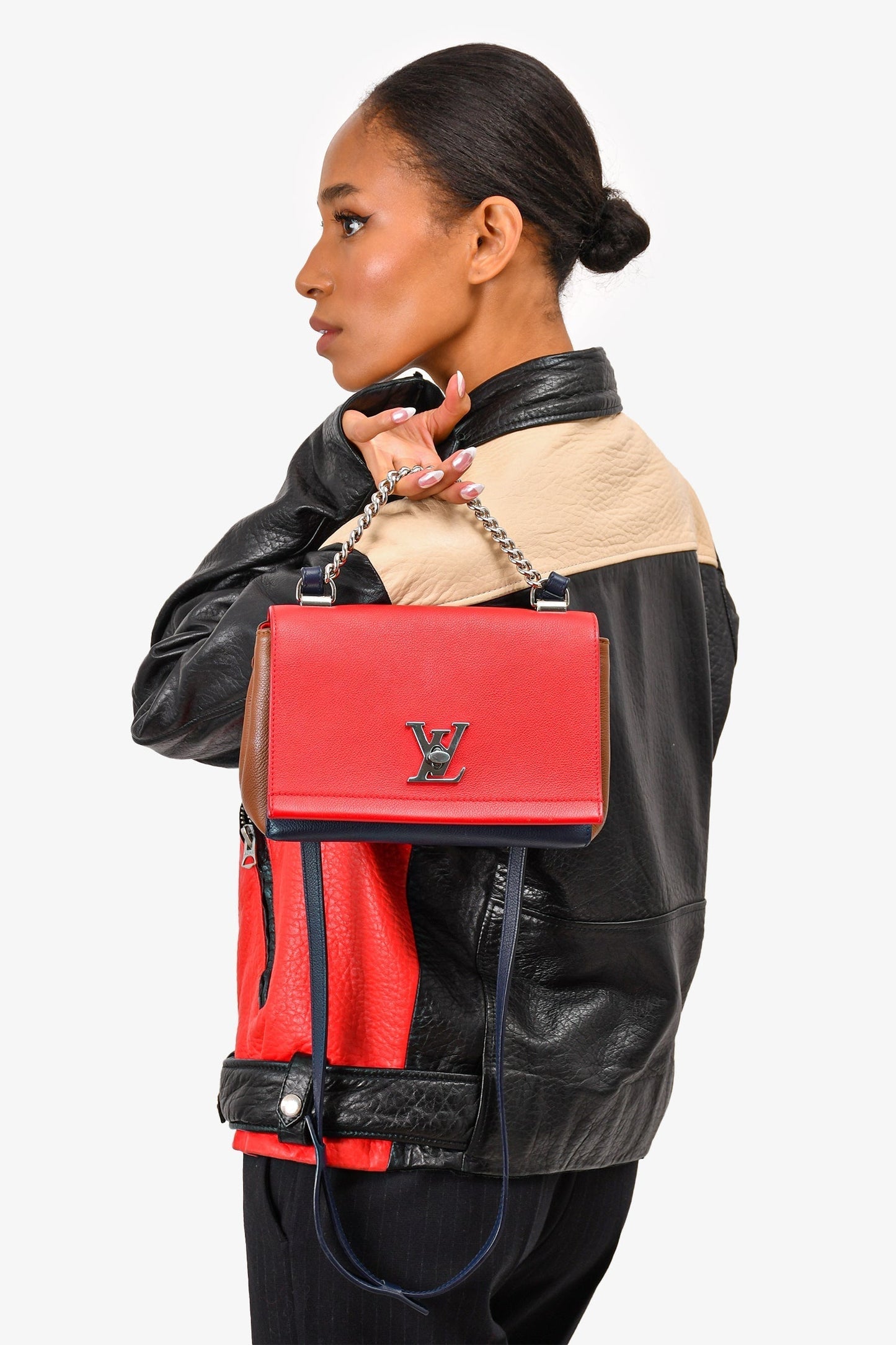Louis Vuitton 2016 Red/Navy Leather Mini Lockme