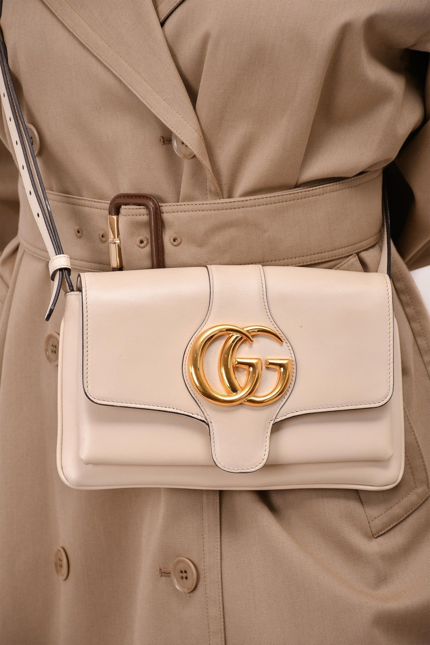 Gucci White Leather Small Arli Crossbody Bag
