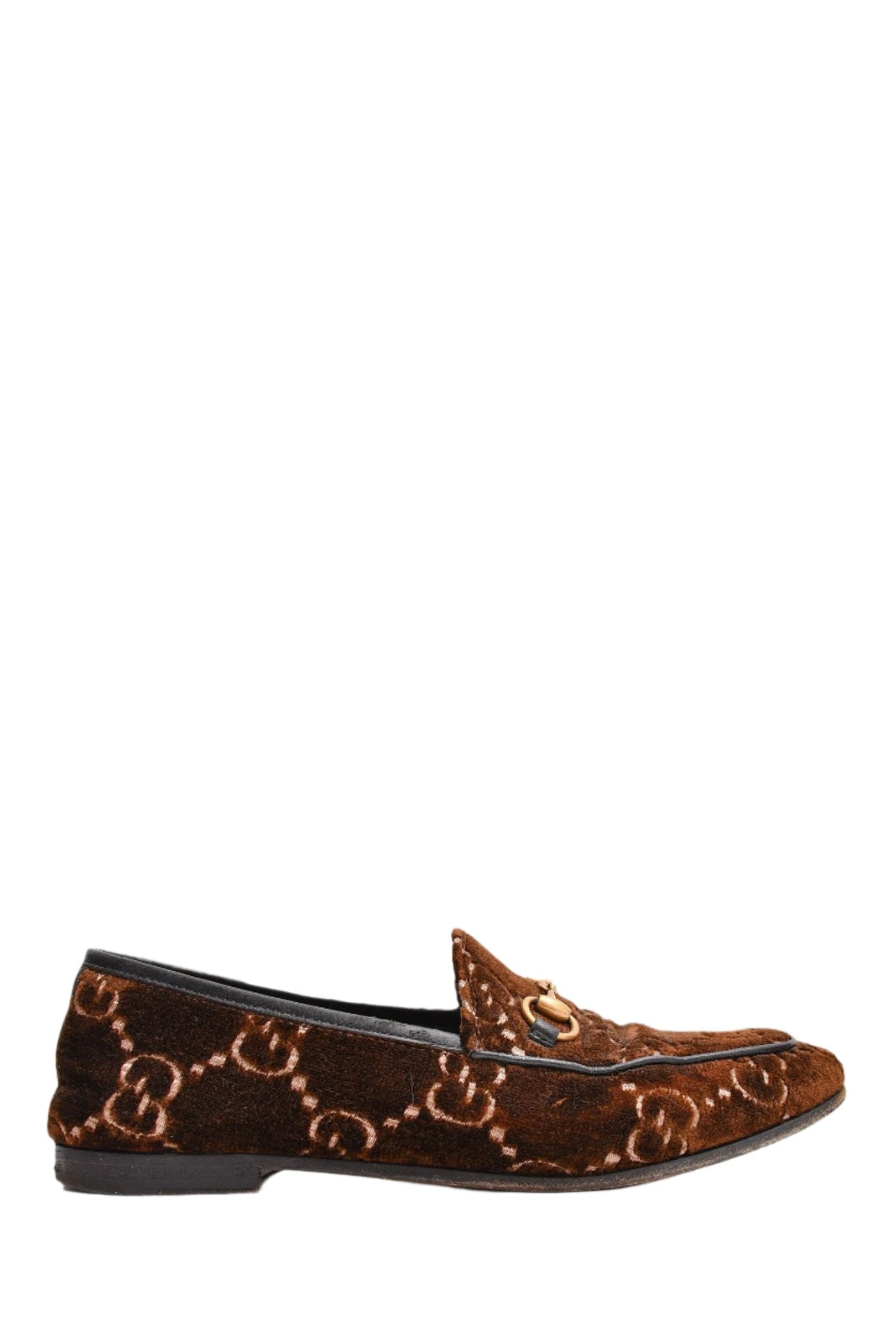 Gucci Brown Velvet GG Horsebit Loafers Size 36