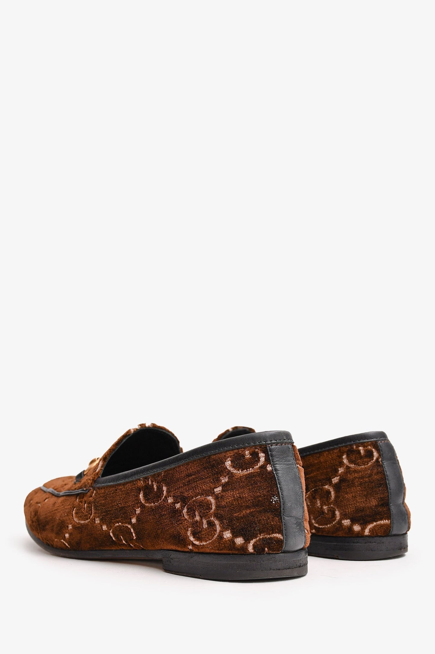 Gucci Brown Velvet GG Horsebit Loafers Size 36
