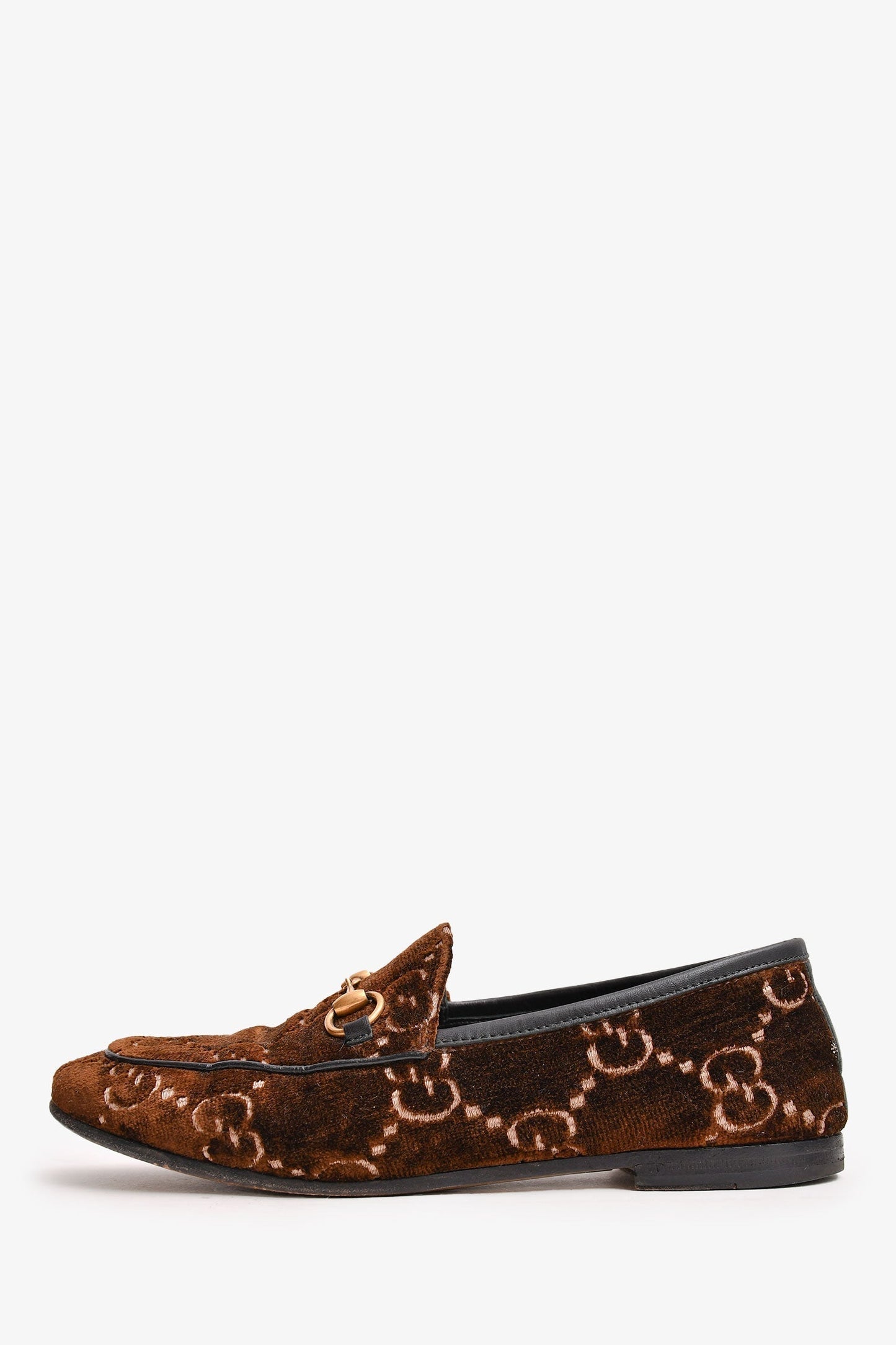 Gucci Brown Velvet GG Horsebit Loafers Size 36