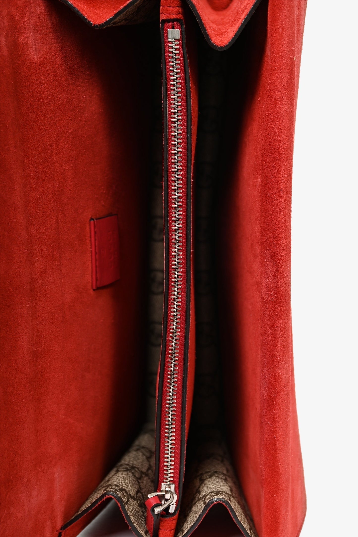 Gucci GG Supreme Red Suede Small Dionysus Chain Shoulder Bag
