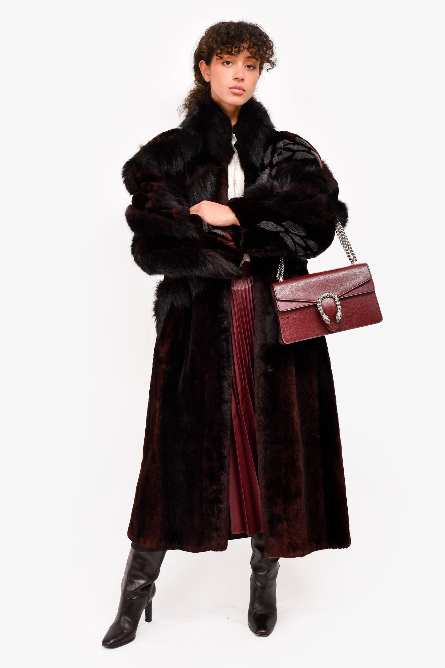 Gucci Burgundy Leather Small Dionysus Shoulder Bag