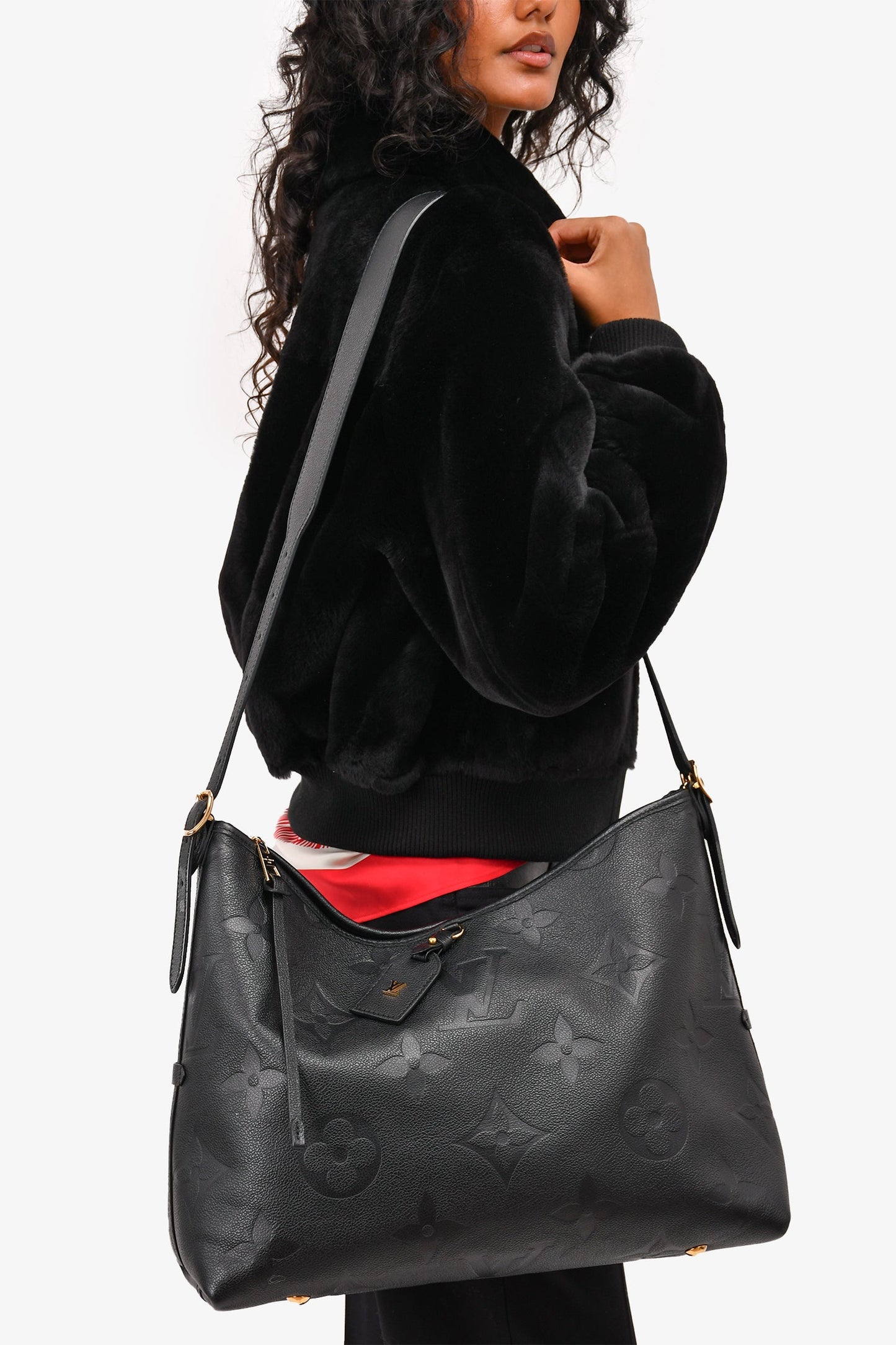Louis Vuitton Black Empreinte Carryall MM Shoulder Bag