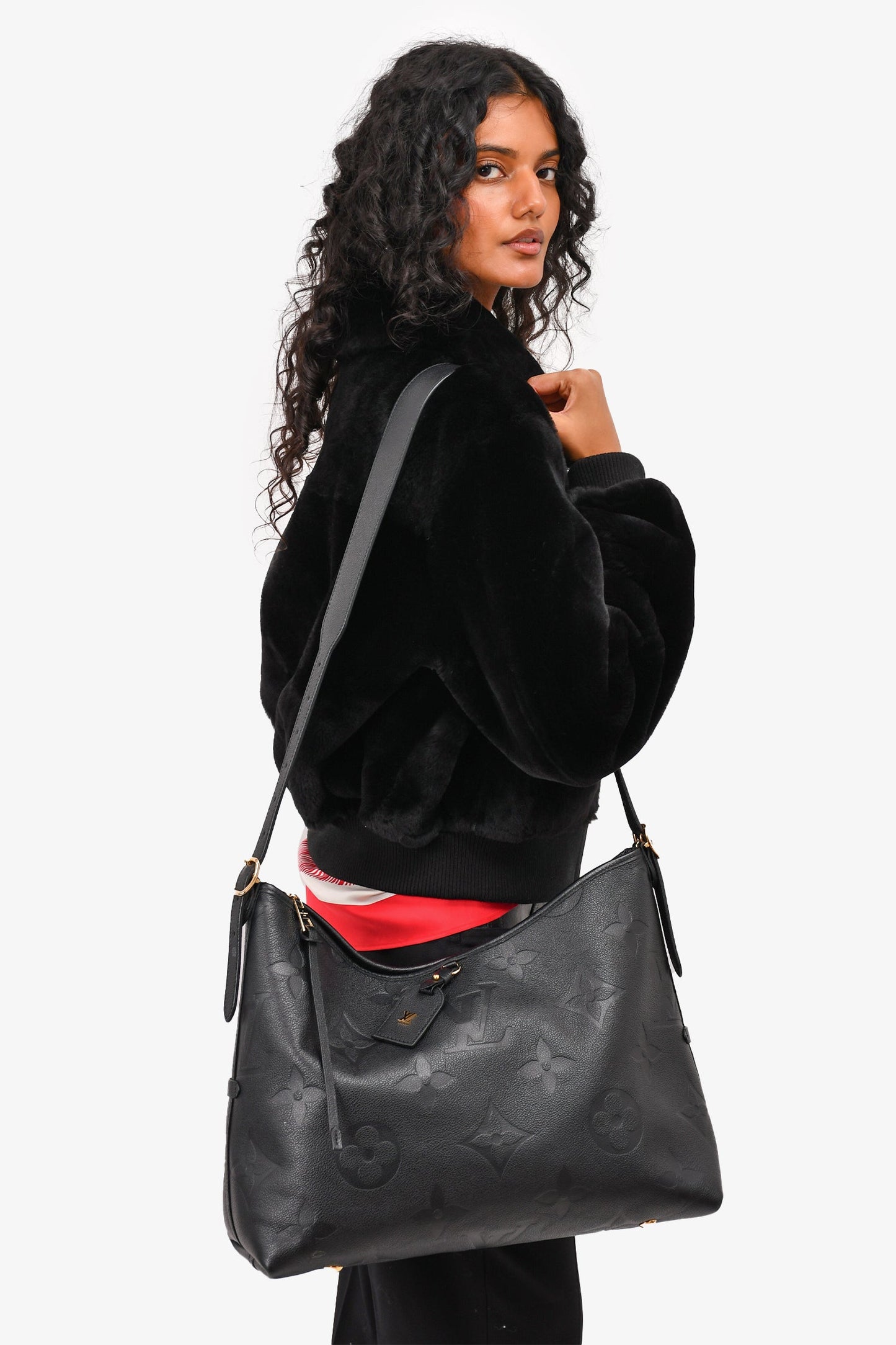 Louis Vuitton Black Empreinte Carryall MM Shoulder Bag