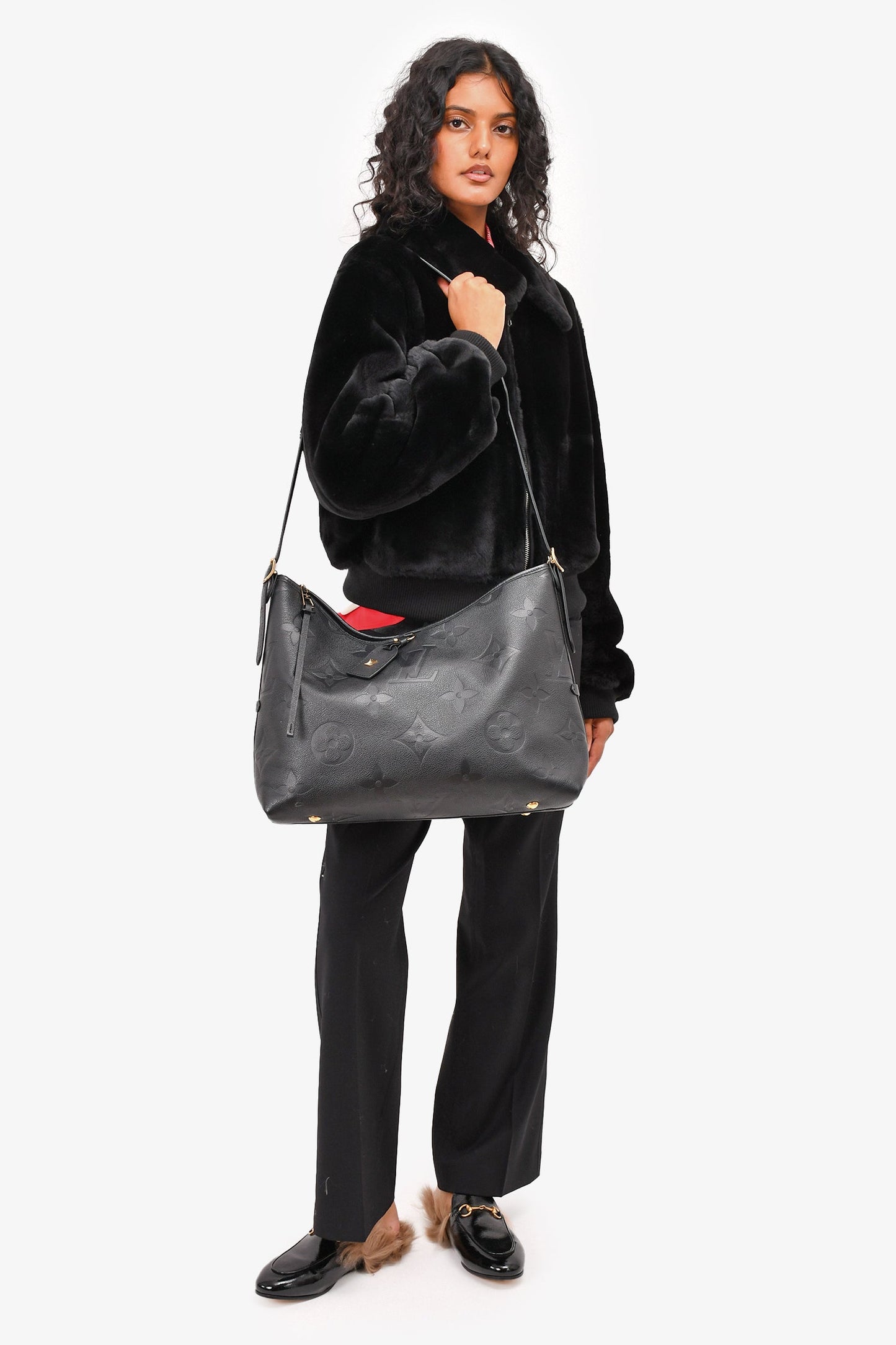 Louis Vuitton Black Empreinte Carryall MM Shoulder Bag