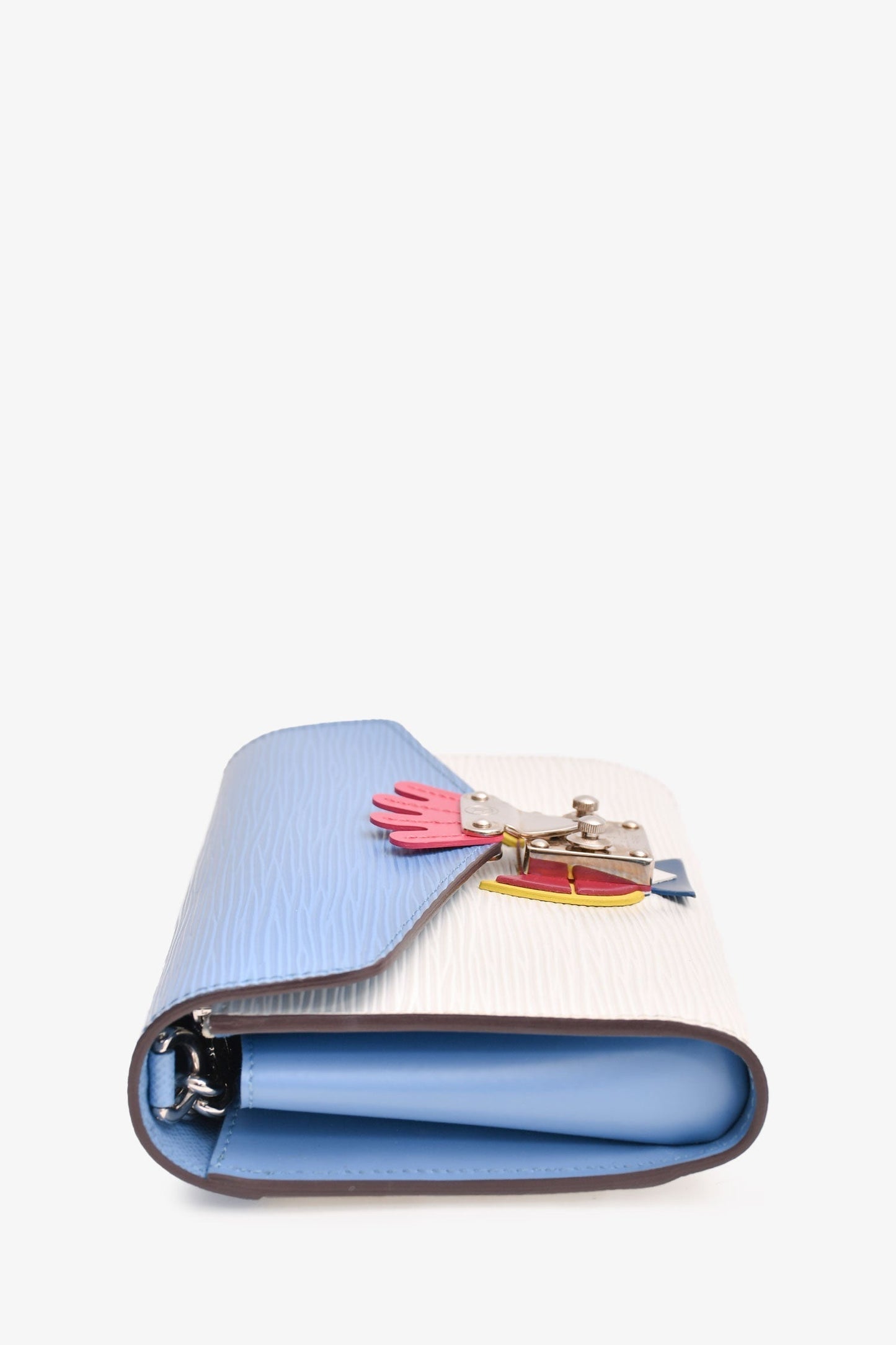 Louis Vuitton 2014 Blue/White Epi Leather Tribal Mask Wallet On Chain With W.L. Initials