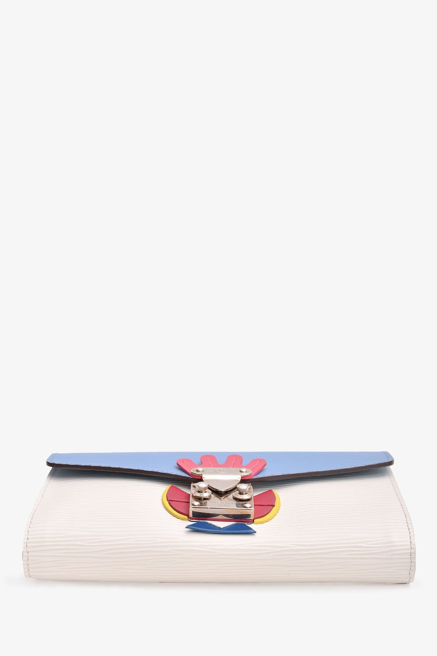 Louis Vuitton 2014 Blue/White Epi Leather Tribal Mask Wallet On Chain With W.L. Initials