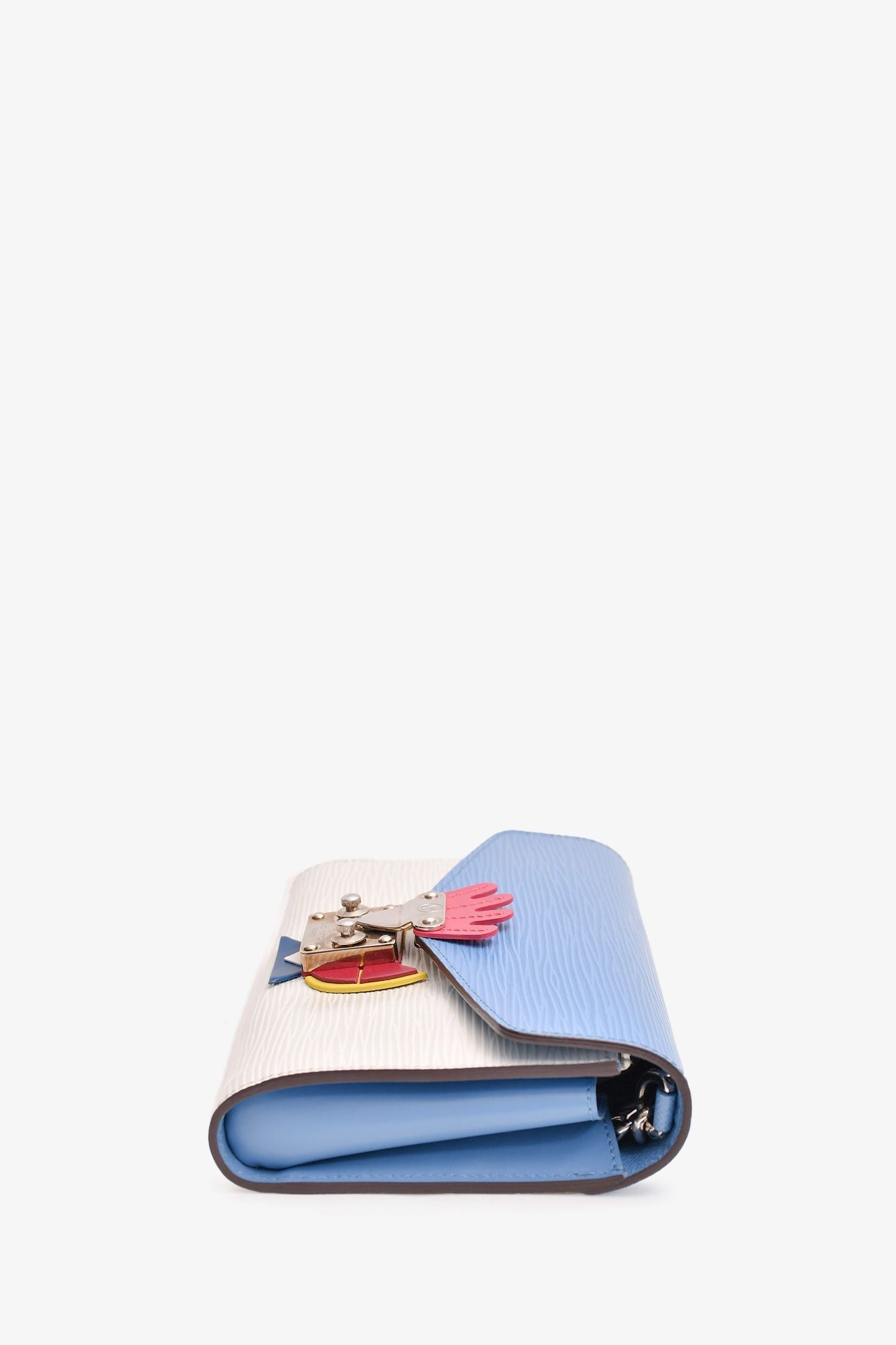 Louis Vuitton 2014 Blue/White Epi Leather Tribal Mask Wallet On Chain With W.L. Initials