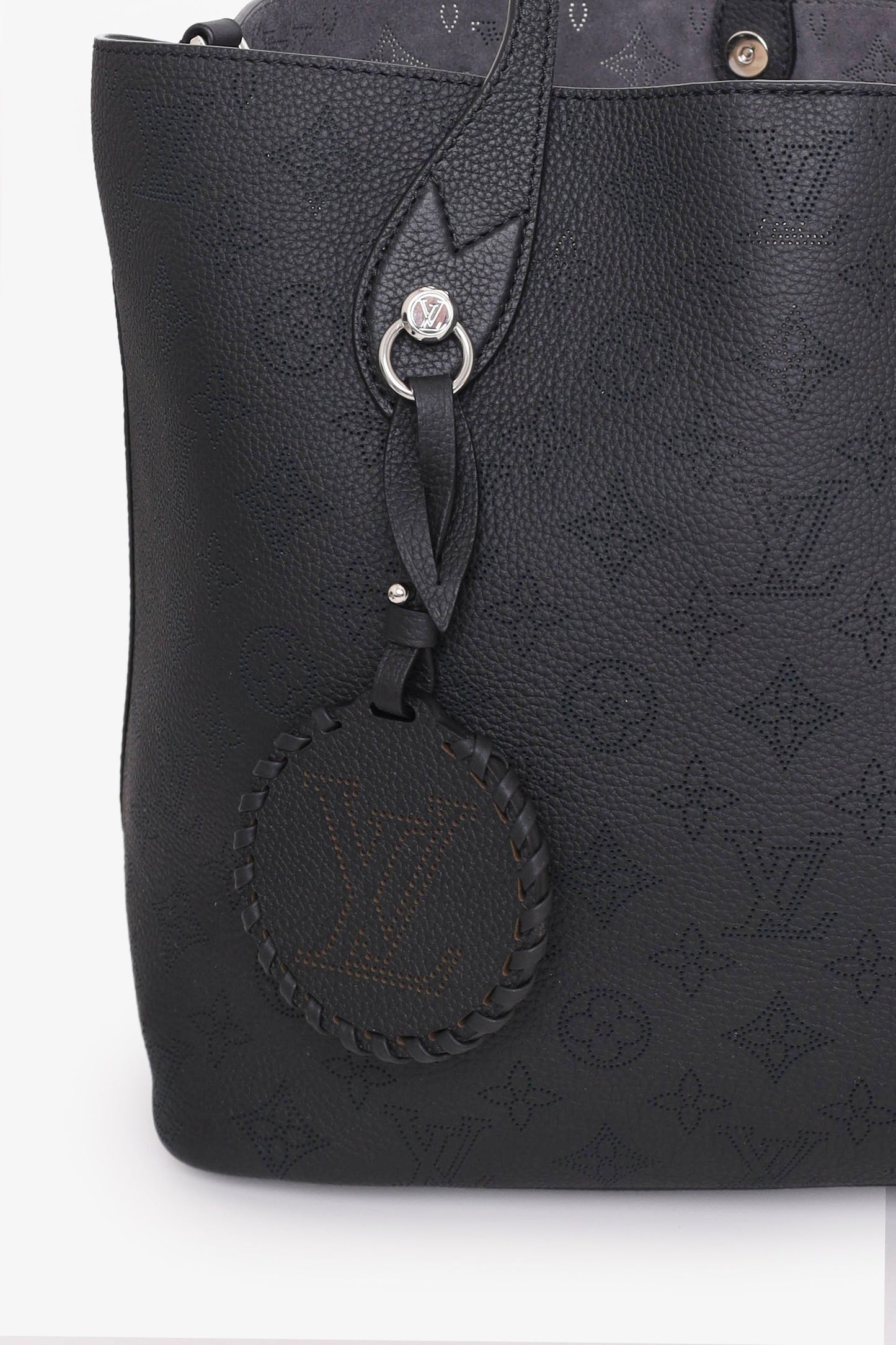 Louis Vuitton Black Leather Mahina Blossom MM Tote with Pouch