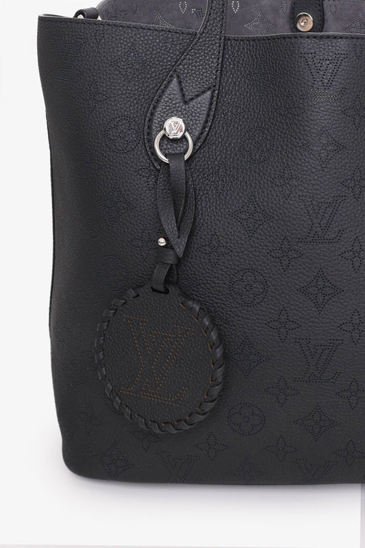 Louis Vuitton Black Leather Mahina Blossom MM Tote with Pouch