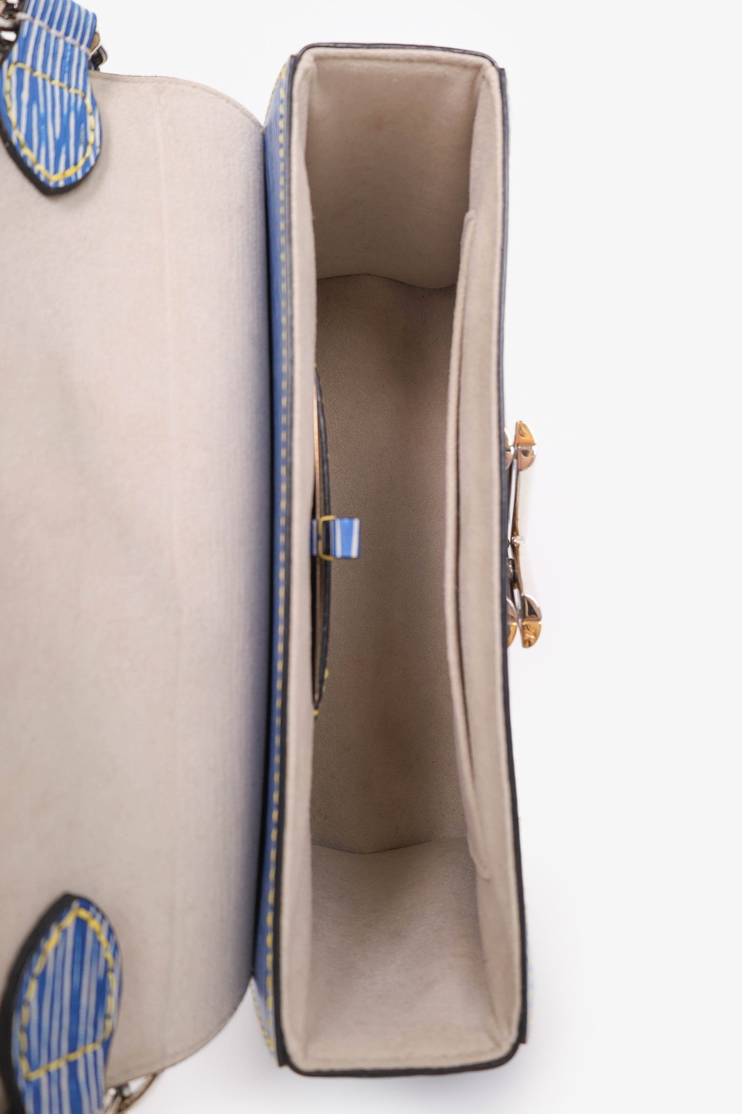 Louis Vuitton 2015 Blue Denim Epi Leather 'Twist' MM Shoulder Bag