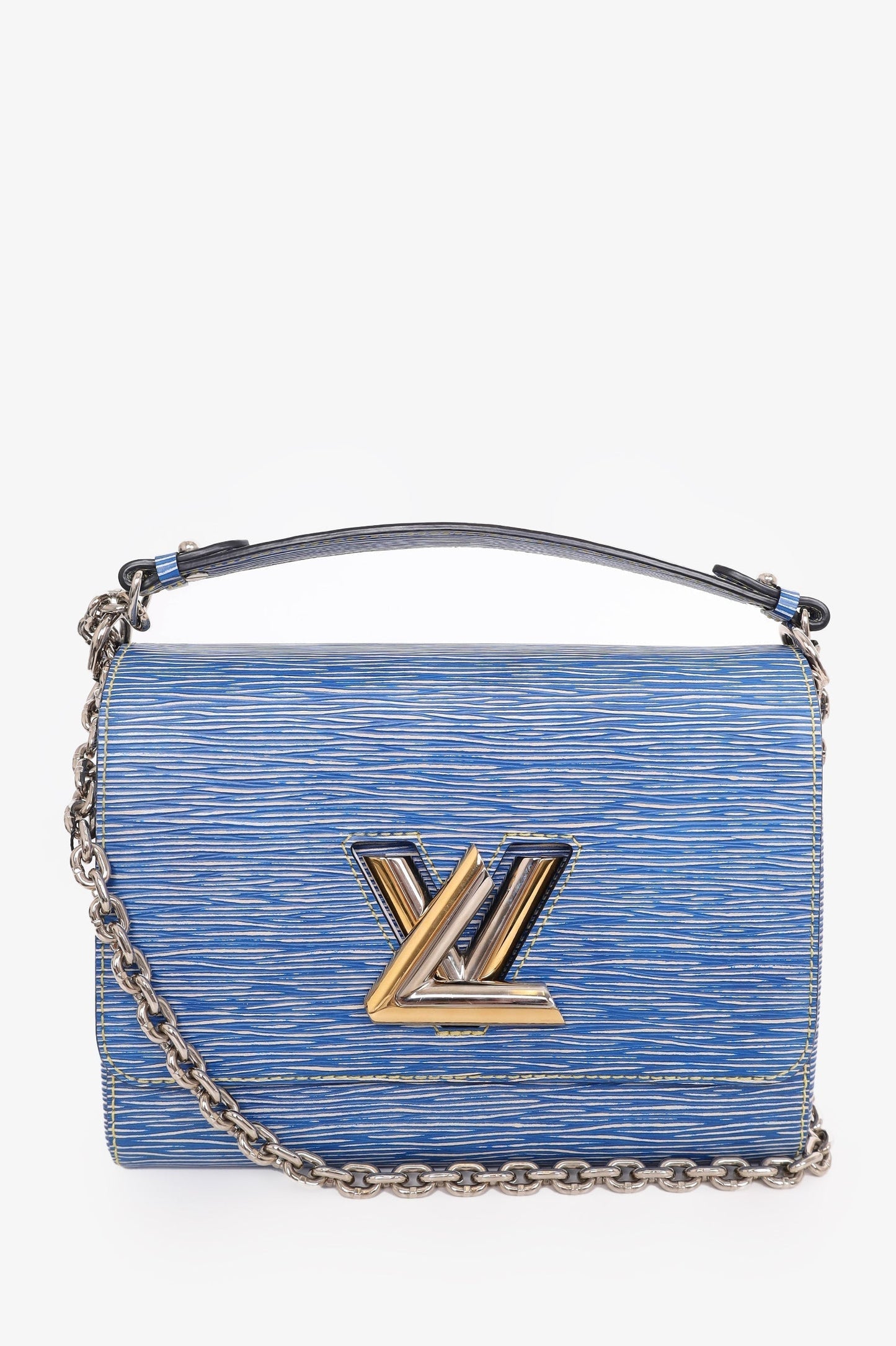 Louis Vuitton 2015 Blue Denim Epi Leather 'Twist' MM Shoulder Bag