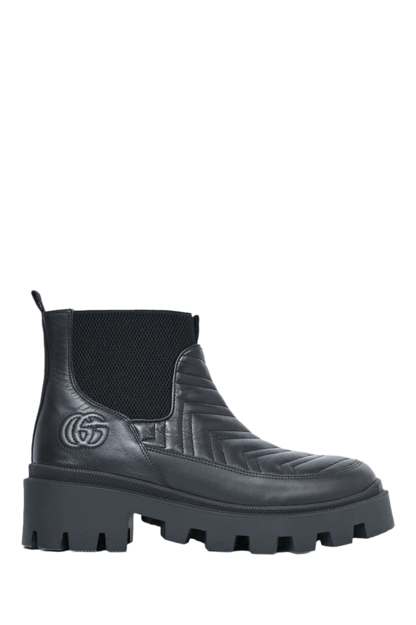 Gucci Black Chevron Leather 'Kingsnake' Chelsea Boots Size 40.5 Mens