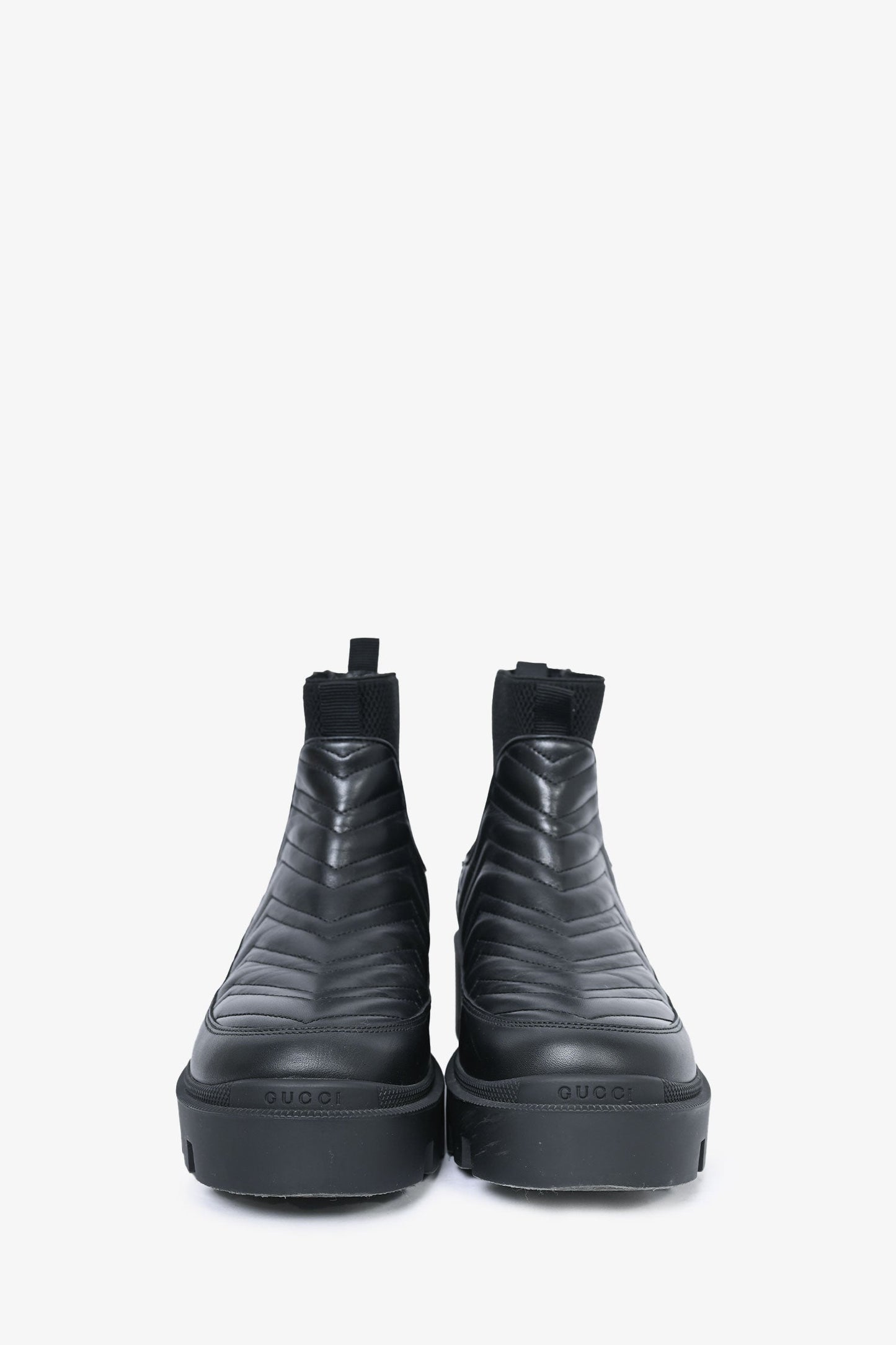 Gucci Black Chevron Leather 'Kingsnake' Chelsea Boots Size 40.5 Mens
