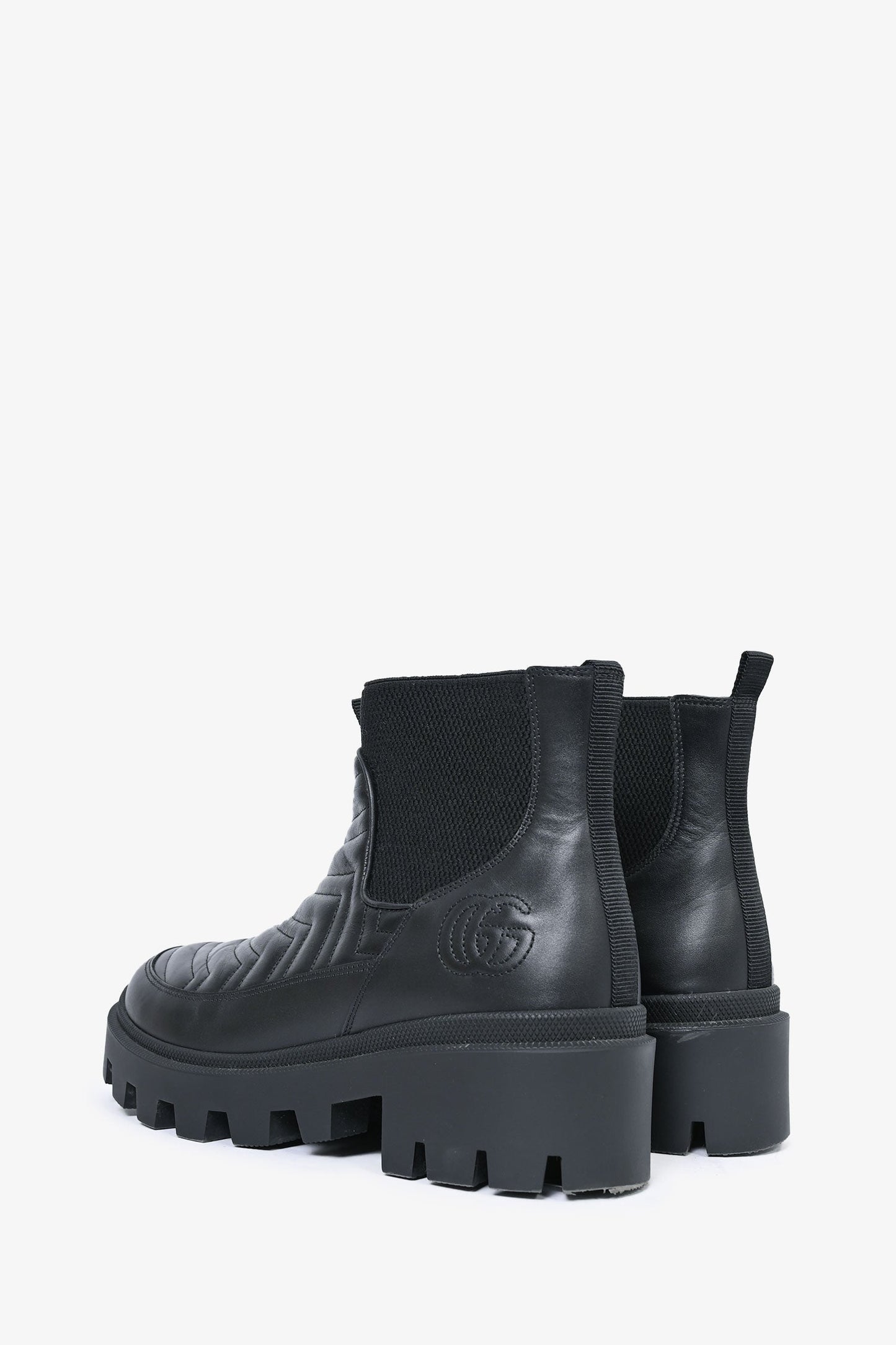 Gucci Black Chevron Leather 'Kingsnake' Chelsea Boots Size 40.5 Mens