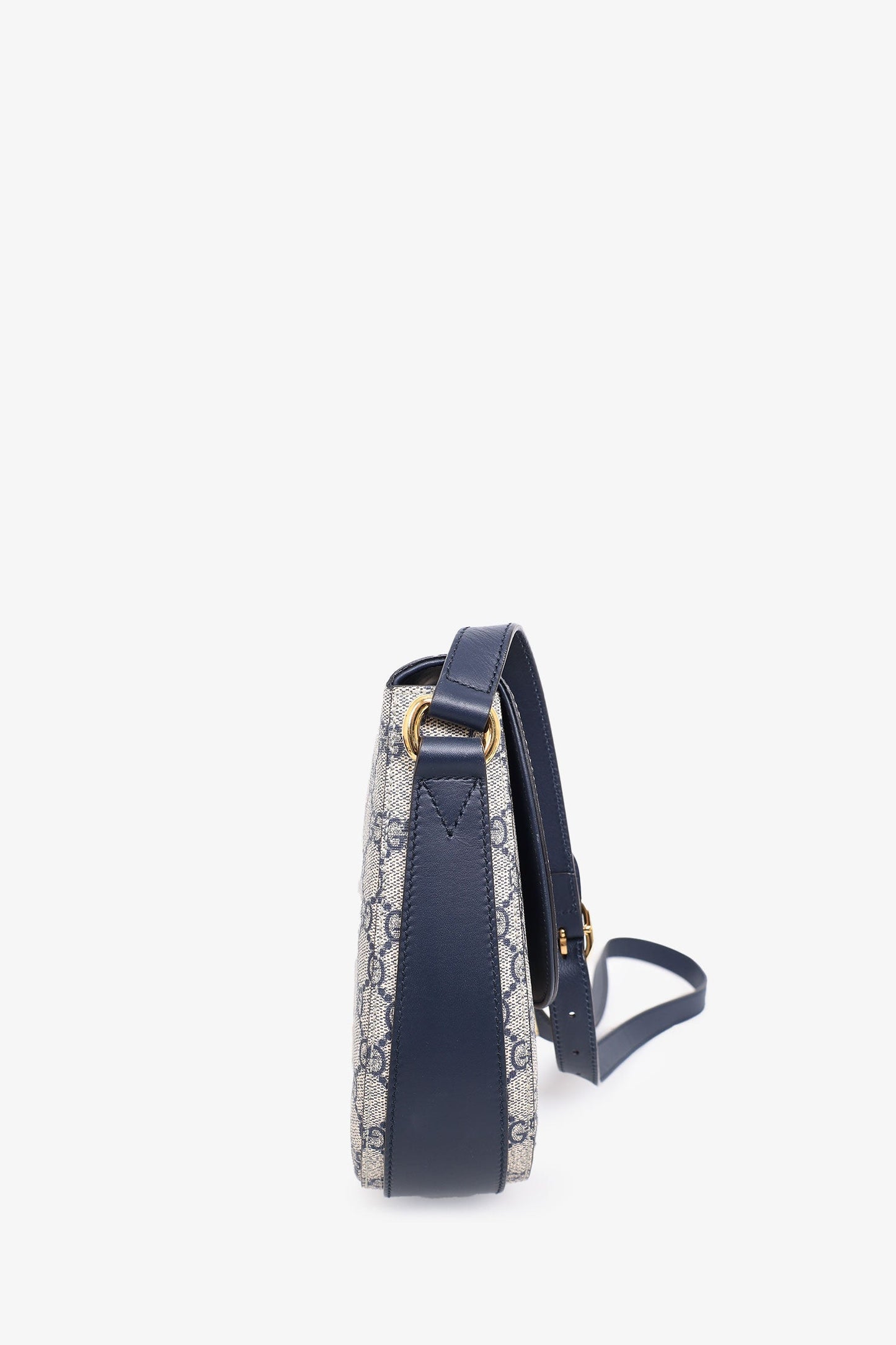Gucci Black/Beige GG Canvas Large Flap Saddle Bag