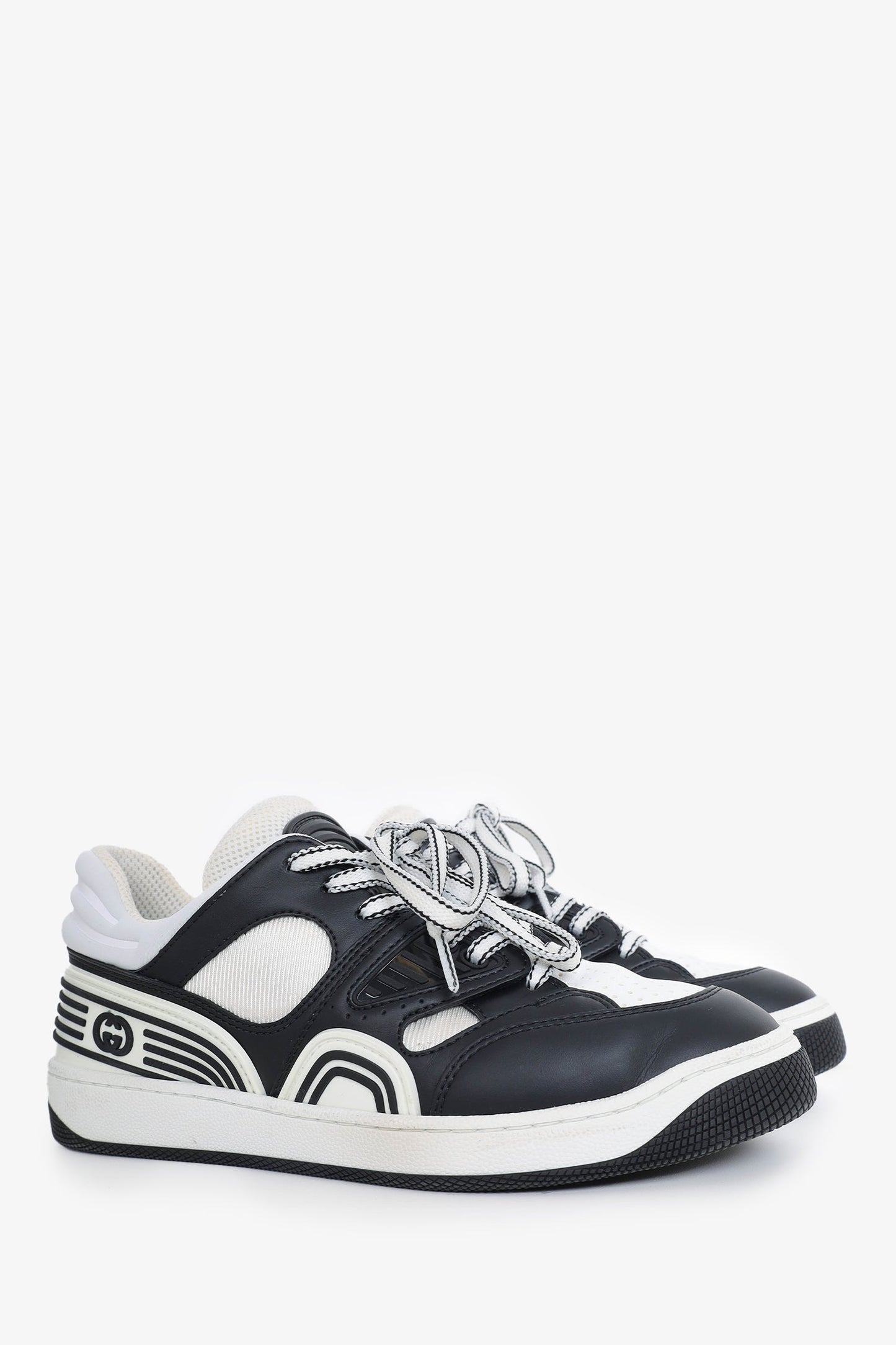 Gucci Black/White Basket Low-top Sneakers Size 35