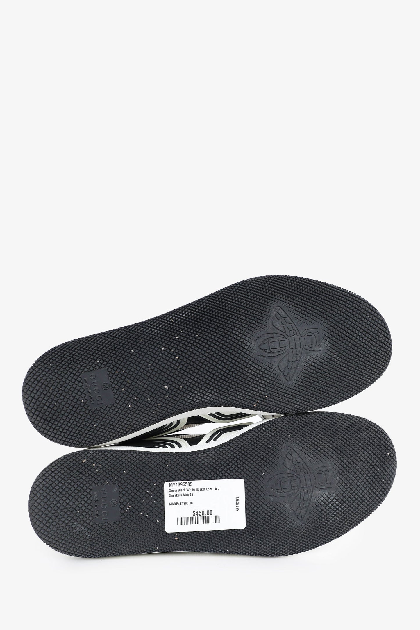 Gucci Black/White Basket Low-top Sneakers Size 35