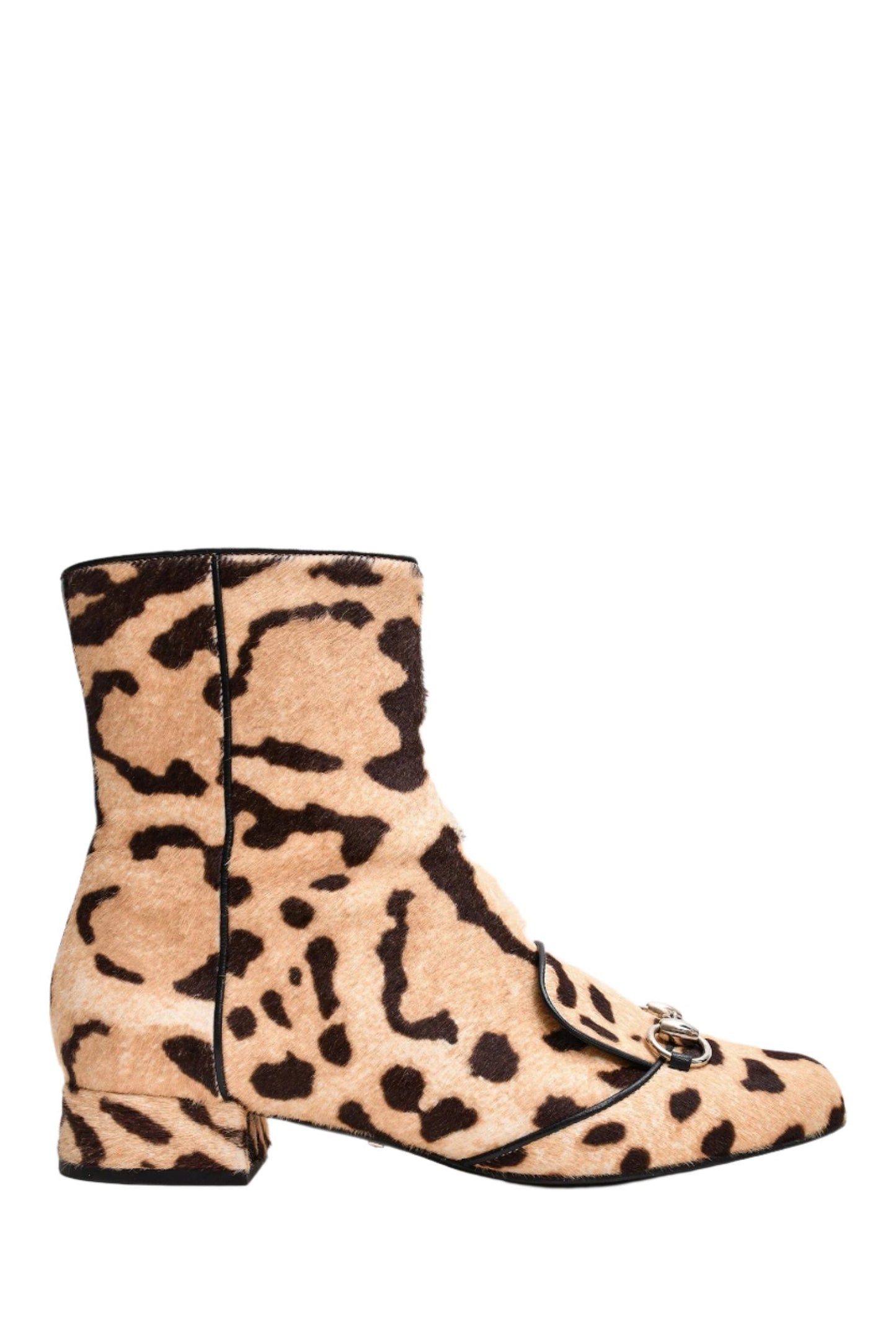 Gucci Animal Print Pony Hair Horsebit Boots Size 39