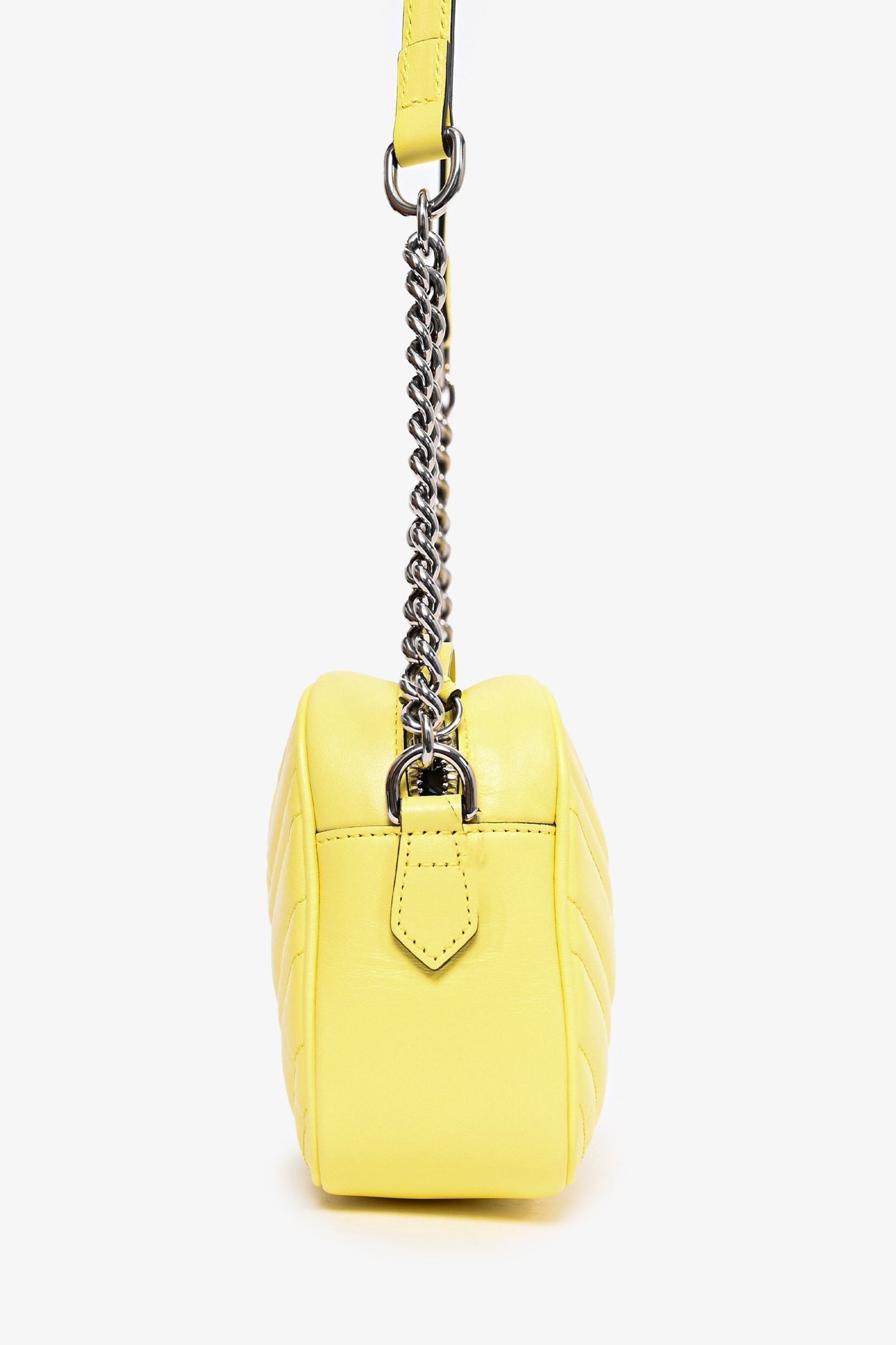 Gucci Yellow Chevron Leather Marmont Small Camera Bag