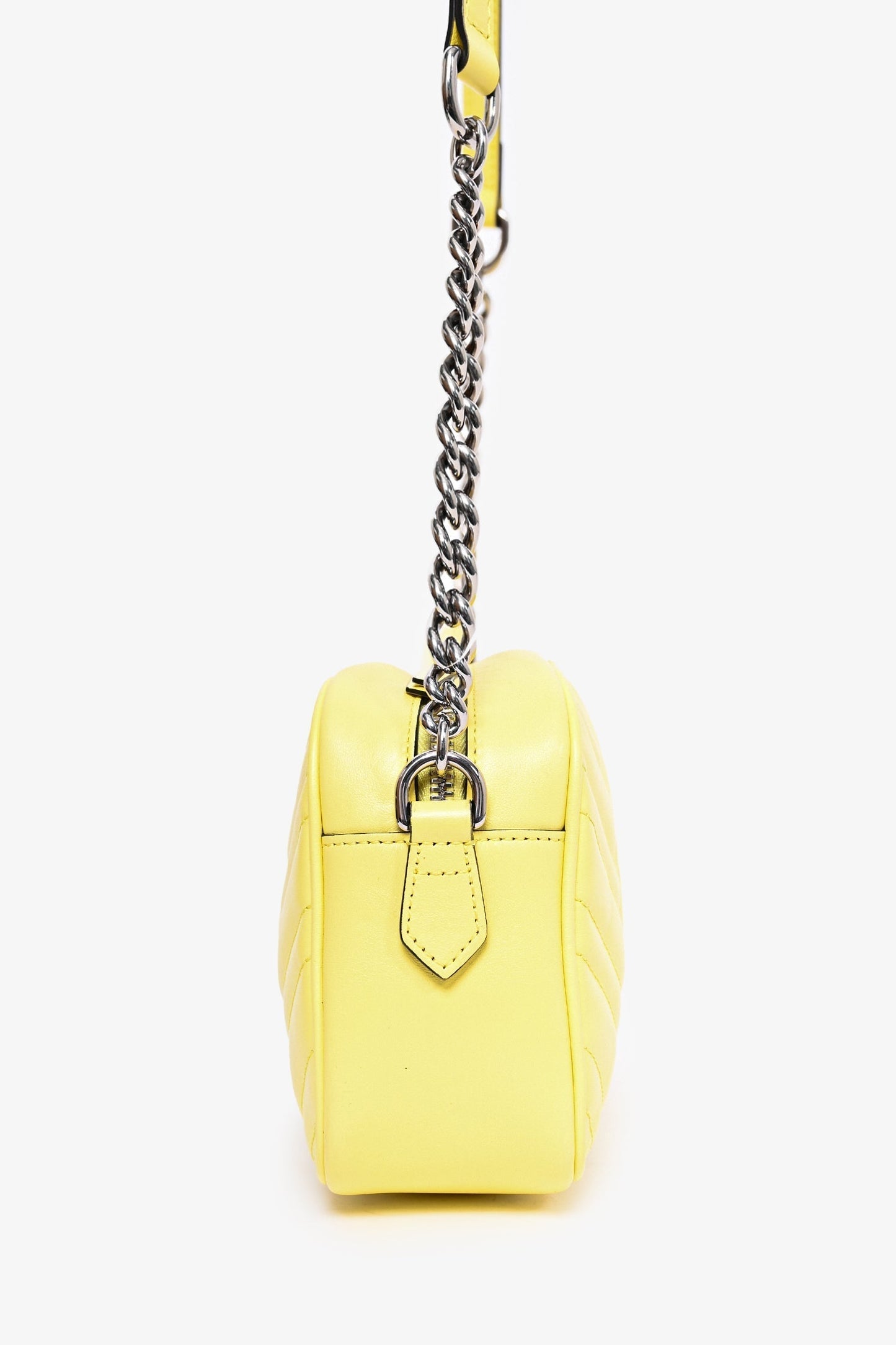 Gucci Yellow Chevron Leather Marmont Small Camera Bag